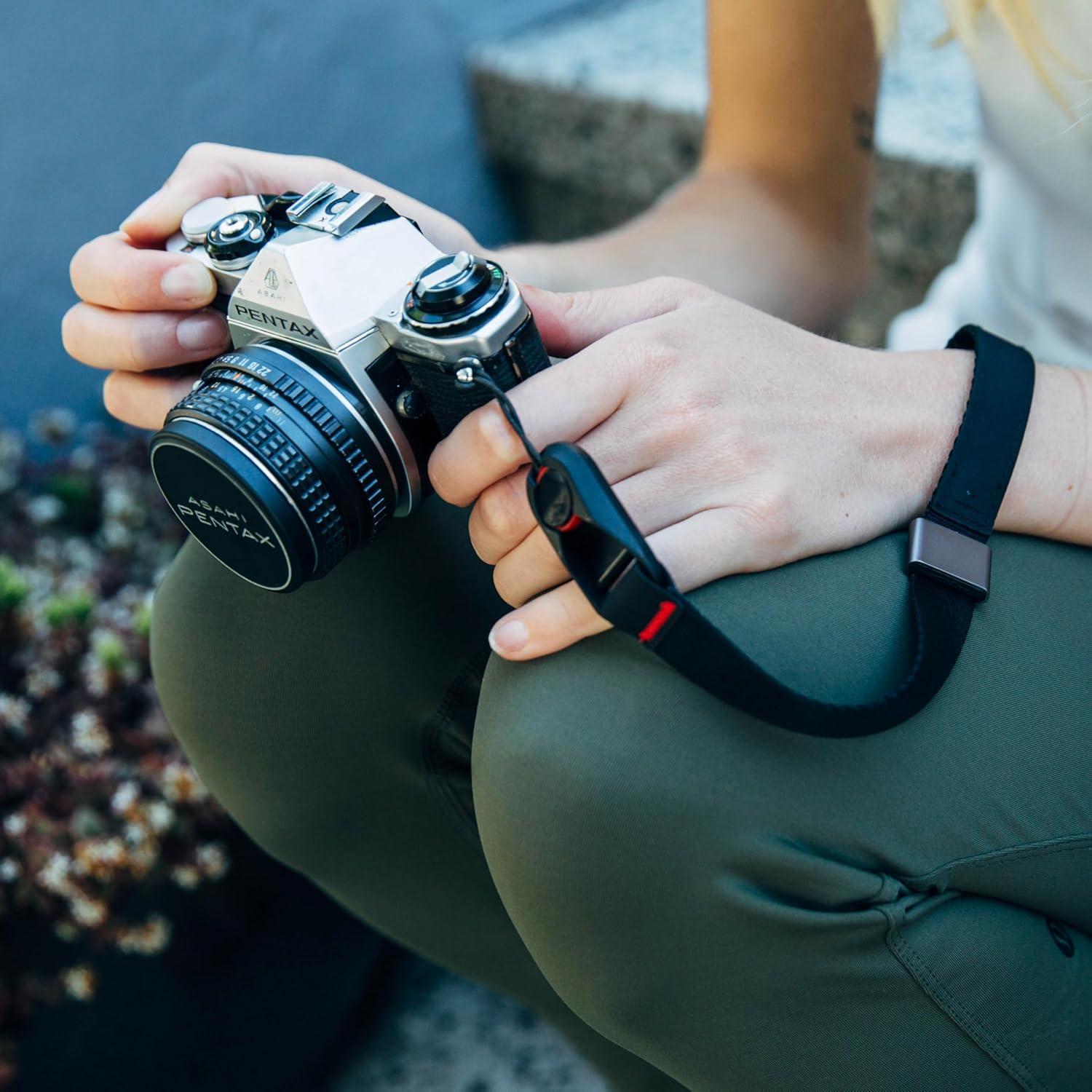 imagePeak Design Cuff Camera Wrist Strap Compatible with DSLR Compact and PointandShoot Cameras Low Profile Quick ReleaseBlack