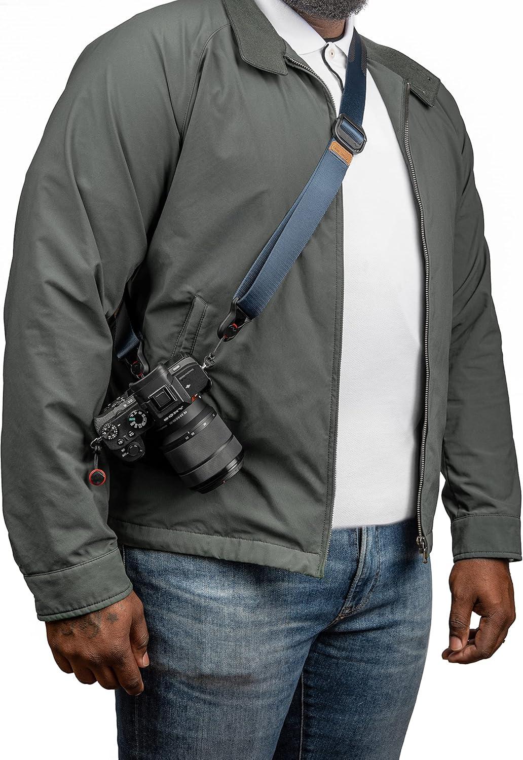 imagePeak Design Slide Lite Camera Strap Eclipse Configurable as a Sling Neck or Shoulder Strap Quick Release and Connection Smooth and Grippy Side Camera Straps for Photographers 200 lb CapacityMidnight