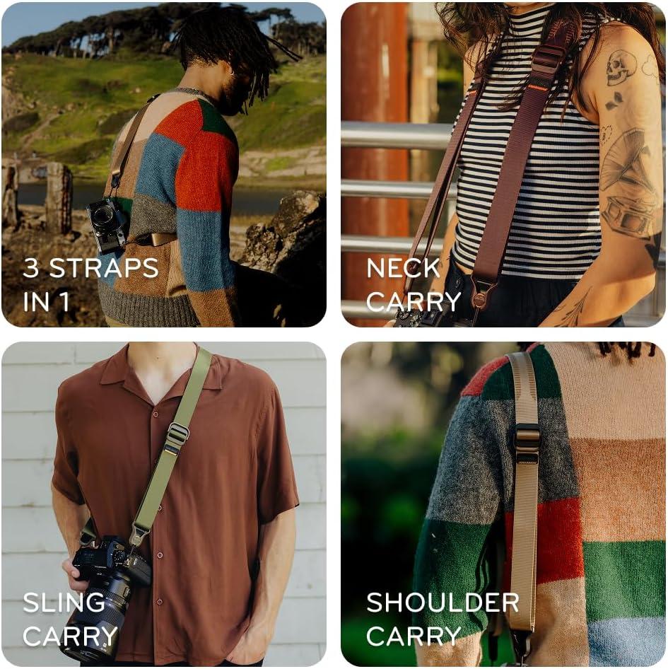 imagePeak Design Slide Lite Camera Strap Kelp Configurable as a Sling Neck or Shoulder Strap Quick Release and Connection Smooth and Grippy Side Camera Straps for Photographers 200 lb CapacitySage