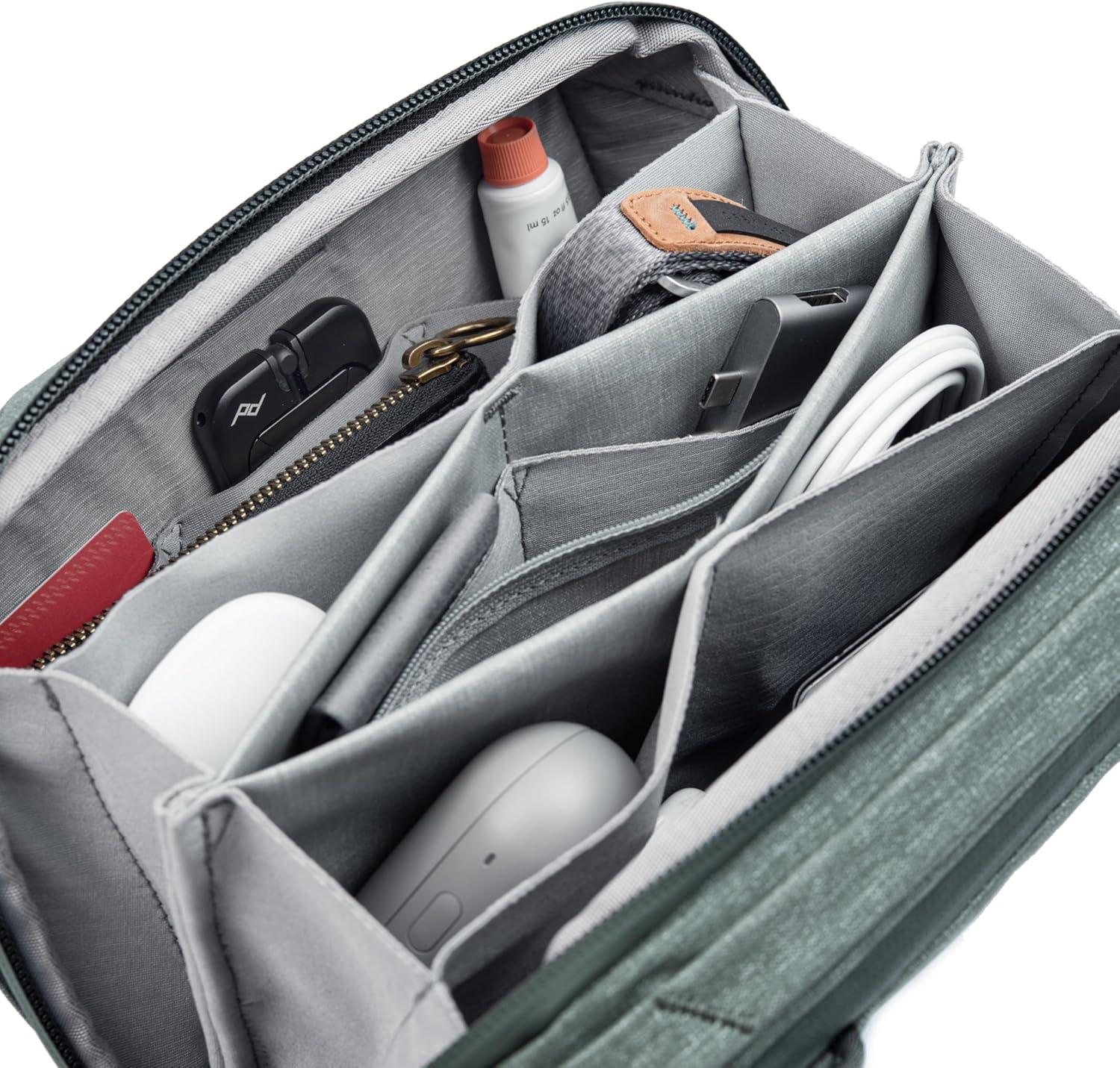 imagePeak Design Tech Pouch Eclipse Electronics Organizer for Travel or Everyday Carry OrigamiStyle Storage Cable PassThrough Weatherproof Recycled Nylon Gear Carry Bag for Men and WomenSage