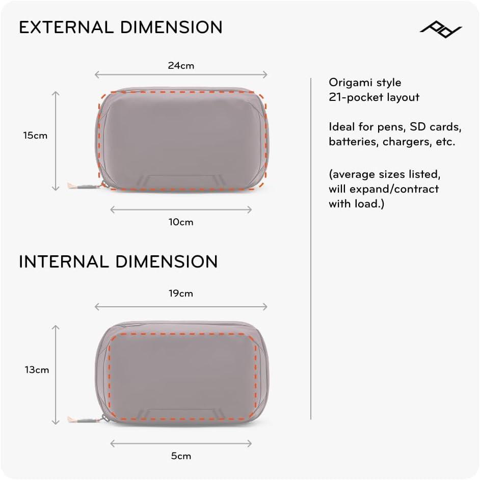 imagePeak Design Tech Pouch Eclipse Electronics Organizer for Travel or Everyday Carry OrigamiStyle Storage Cable PassThrough Weatherproof Recycled Nylon Gear Carry Bag for Men and WomenKelp
