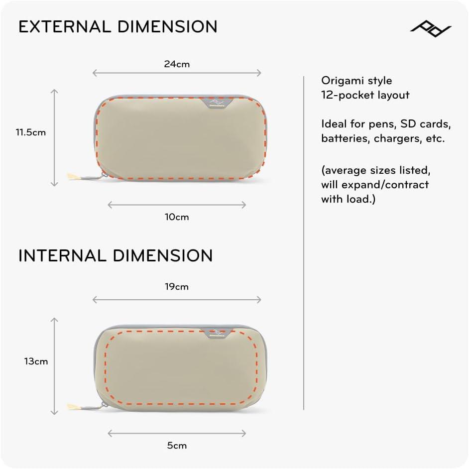 imagePeak Design Tech Pouch Eclipse Electronics Organizer for Travel or Everyday Carry OrigamiStyle Storage Cable PassThrough Weatherproof Recycled Nylon Gear Carry Bag for Men and WomenKelp