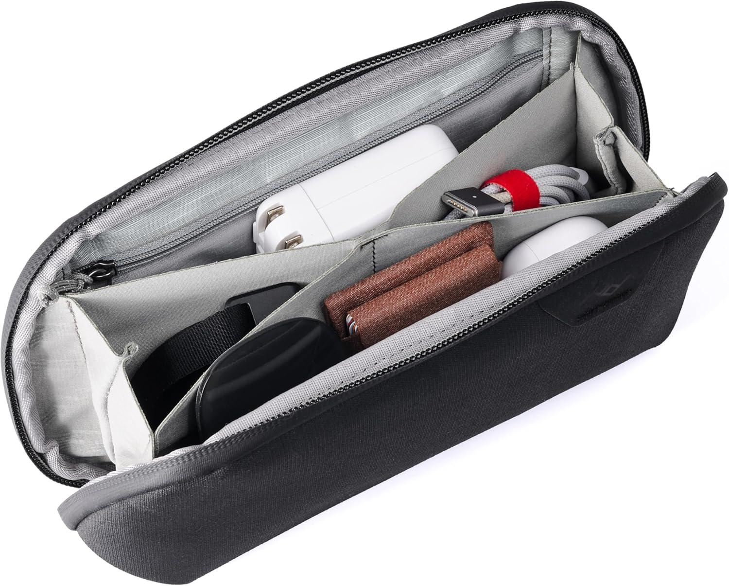 imagePeak Design Tech Pouch Eclipse Electronics Organizer for Travel or Everyday Carry OrigamiStyle Storage Cable PassThrough Weatherproof Recycled Nylon Gear Carry Bag for Men and WomenSage