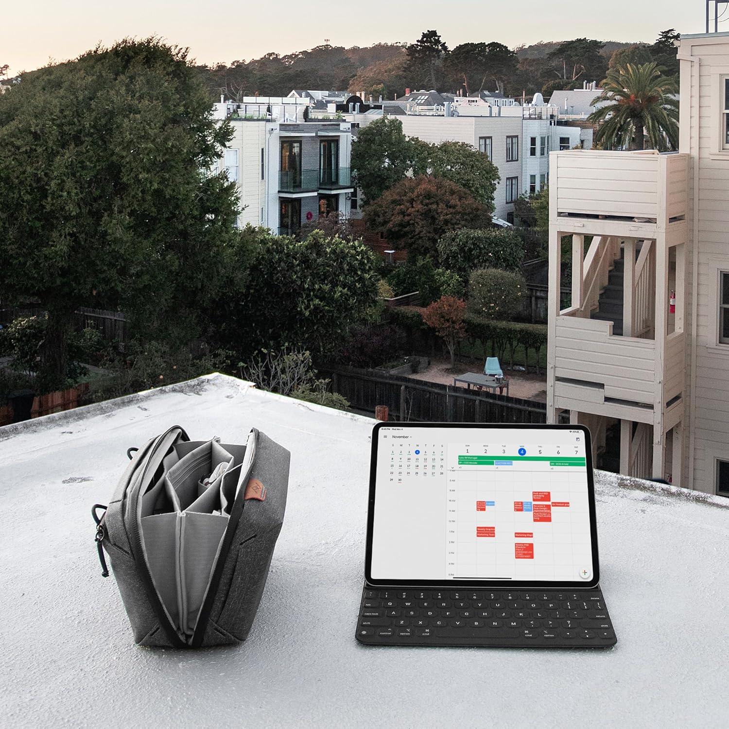 imagePeak Design Tech Pouch Eclipse Electronics Organizer for Travel or Everyday Carry OrigamiStyle Storage Cable PassThrough Weatherproof Recycled Nylon Gear Carry Bag for Men and WomenSage