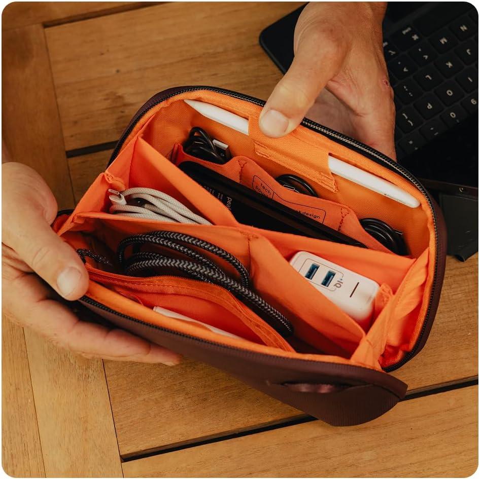 imagePeak Design Tech Pouch Eclipse Electronics Organizer for Travel or Everyday Carry OrigamiStyle Storage Cable PassThrough Weatherproof Recycled Nylon Gear Carry Bag for Men and WomenKelp