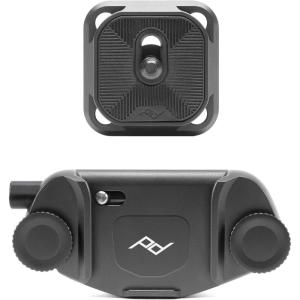 Peak Design Capture Camera Clip V3, Black with Plate, Holds DSLR, Compact and Point and Shoot Bodies, Secure, Stable and Accessible, Attaches to Straps and Belts, Quick Release, 200 lb Capacity(Black)