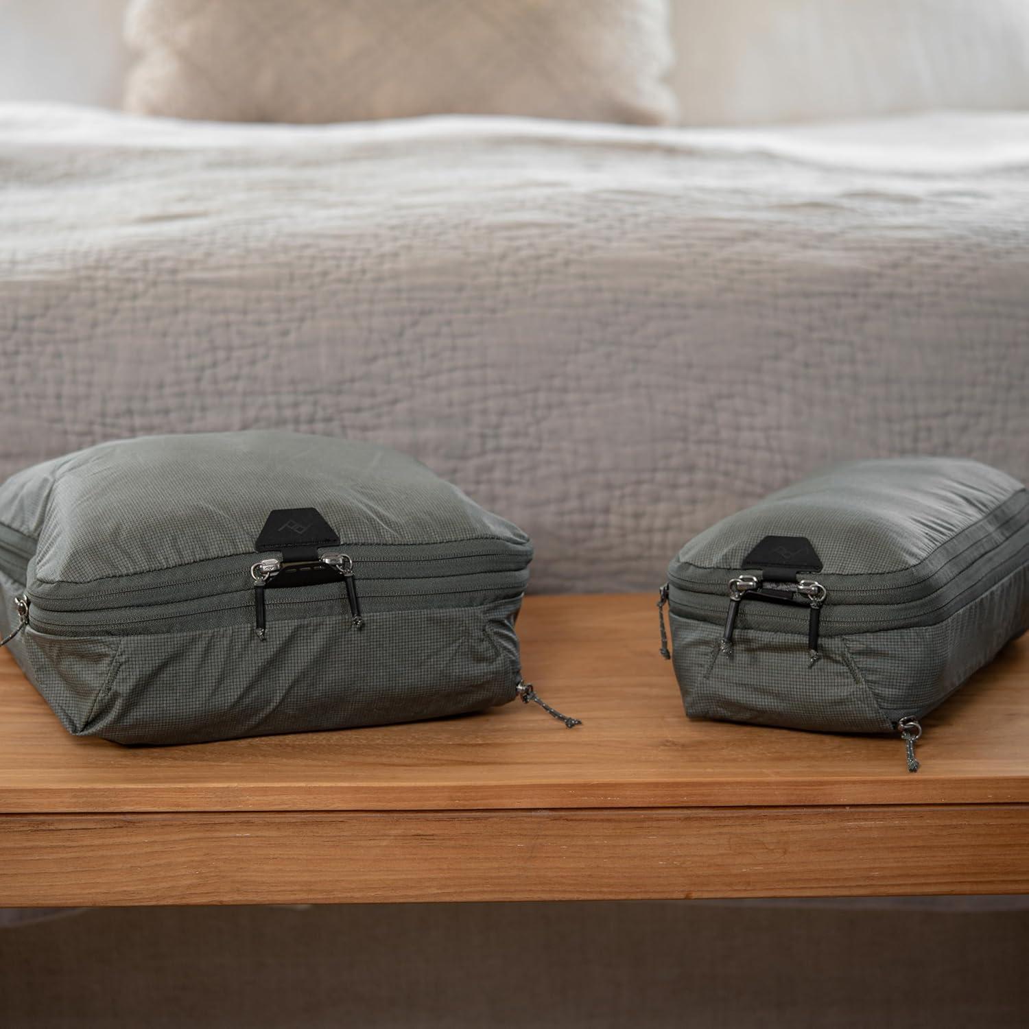 imagePeak Design Packing Cube Charcoal Weatherproof Luggage Cube with Dual Compartment Organization Expansion and Compression Zipper Opening Travel Organizer for Men and Women Size MSage