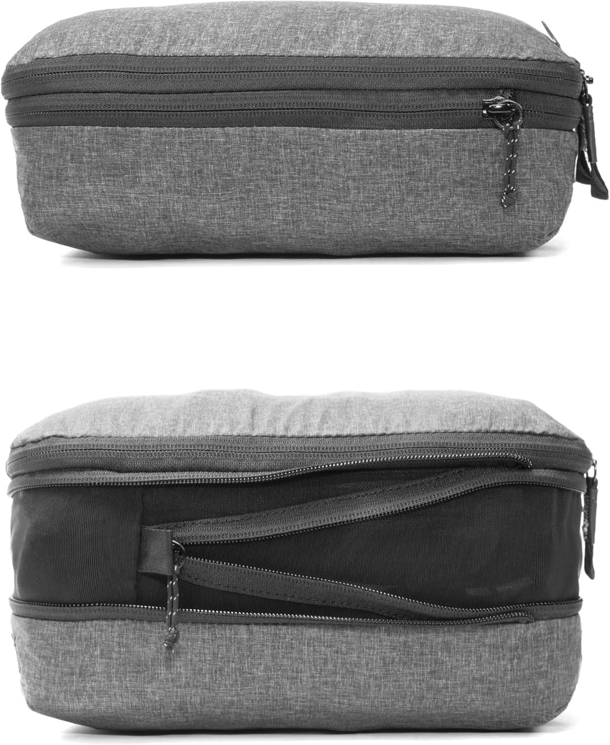 imagePeak Design Packing Cube Charcoal Weatherproof Luggage Cube with Dual Compartment Organization Expansion and Compression Zipper Opening Travel Organizer for Men and Women Size MSage