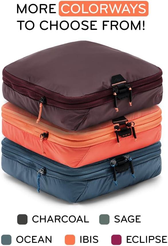 imagePeak Design Packing Cube Charcoal Weatherproof Luggage Cube with Dual Compartment Organization Expansion and Compression Zipper Opening Travel Organizer for Men and Women Size MOcean