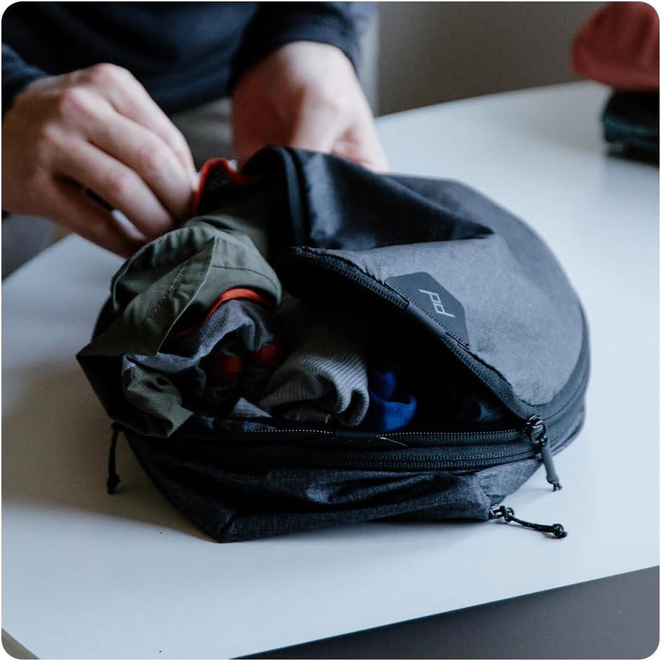 imagePeak Design Packing Cube Charcoal Weatherproof Luggage Cube with Dual Compartment Organization Expansion and Compression Zipper Opening Travel Organizer for Men and Women Size MEclipse