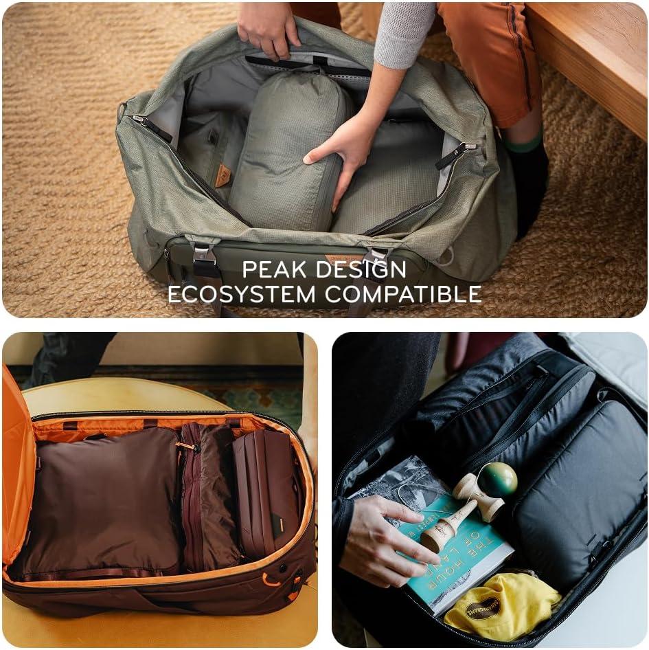 imagePeak Design Packing Cube Charcoal Weatherproof Luggage Cube with Dual Compartment Organization Expansion and Compression Zipper Opening Travel Organizer for Men and Women Size MOcean