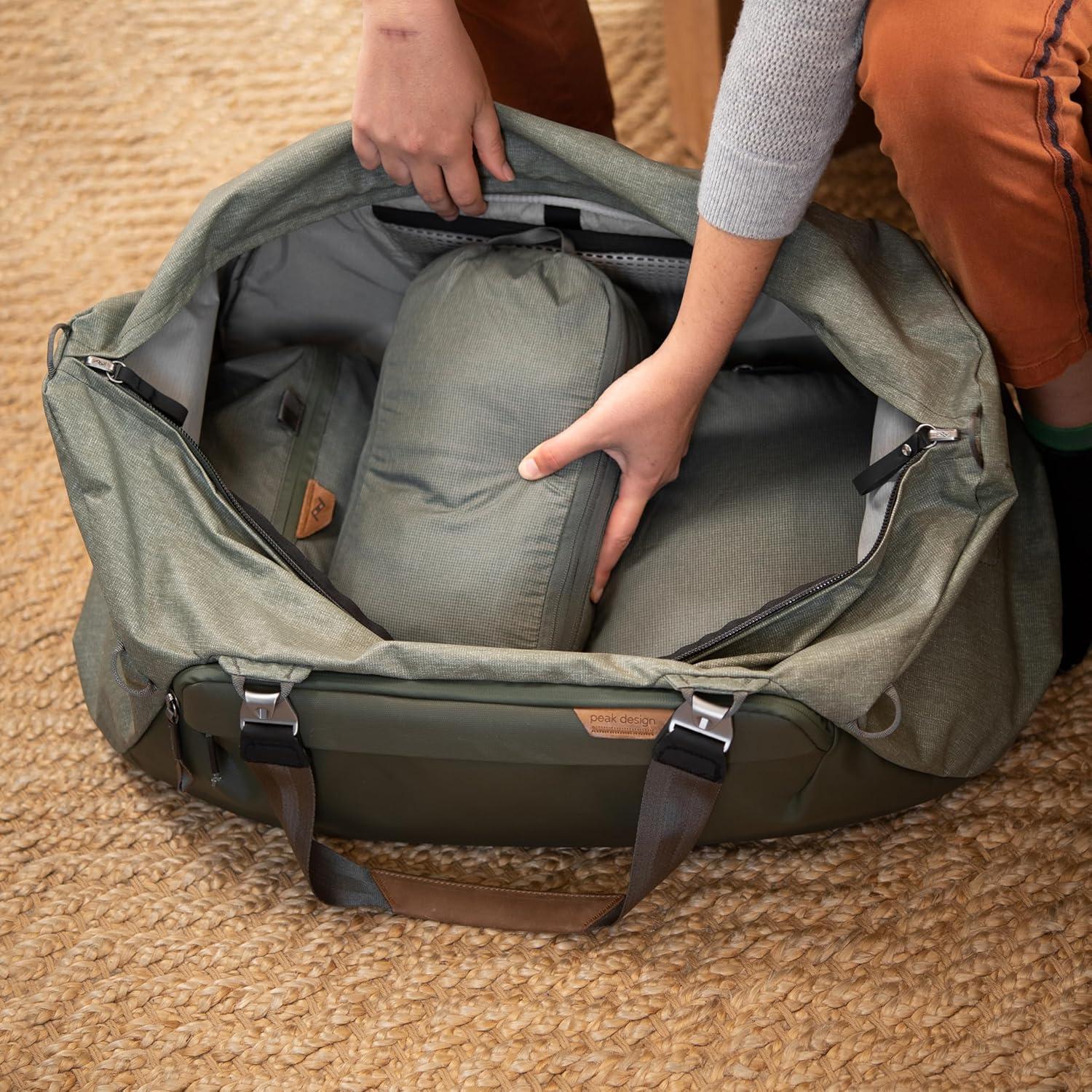 imagePeak Design Packing Cube Charcoal Weatherproof Luggage Cube with Dual Compartment Organization Expansion and Compression Zipper Opening Travel Organizer for Men and Women Size MSage