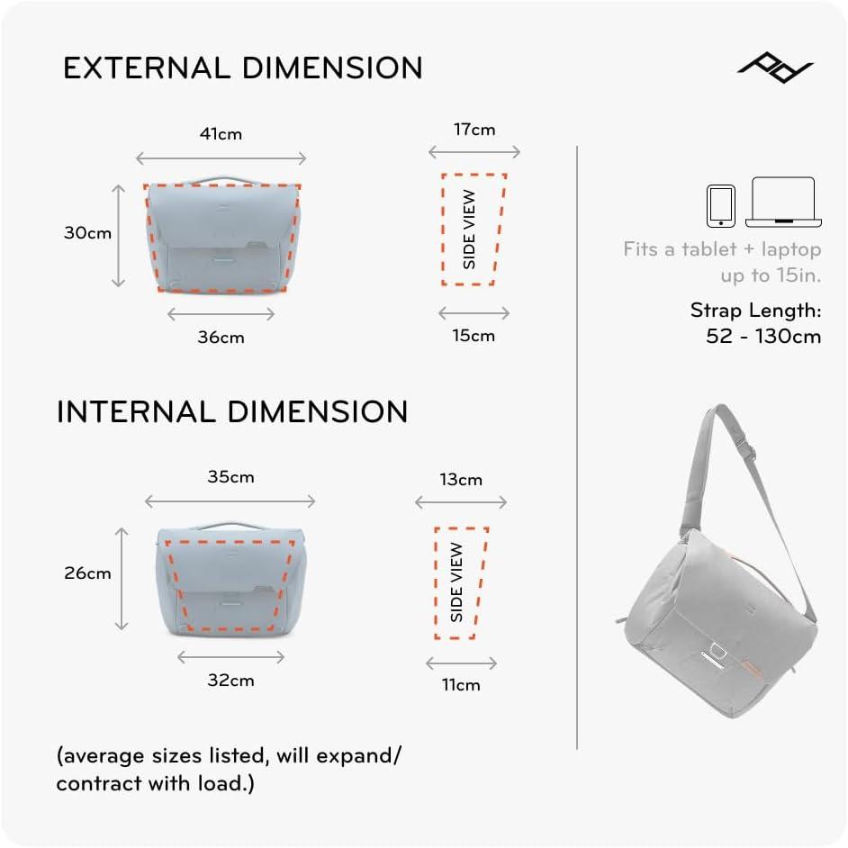 imagePeak Design Everyday Messenger V3 13L Weatherproof Camera and Work Bag Expandable MagLatch Closure Fits 13 LaptopOcean