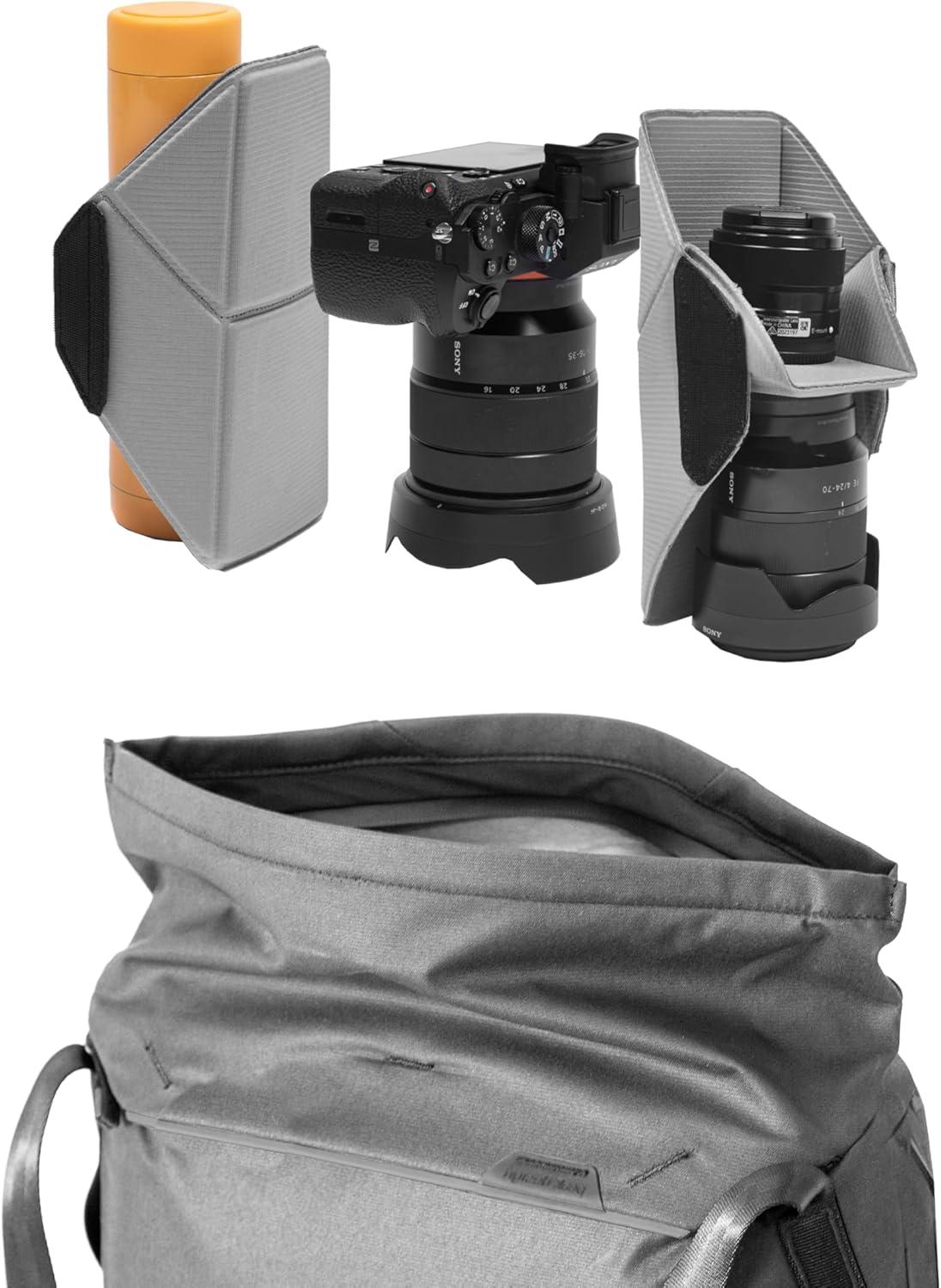 imagePeak Design Everyday Tote V2 15L Black Weatherproof Shell Wide Top Access FlexFold Dividers Laptop Sleeve Internal and External Pockets Crossbody or Shoulder Carry Tote Bag for Women and Men