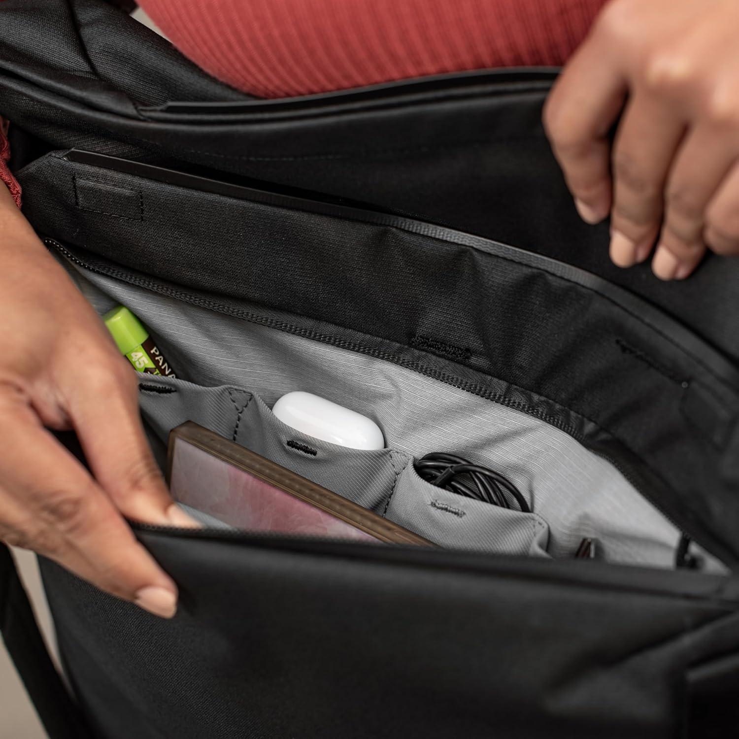 imagePeak Design Everyday Tote V2 15L Black Weatherproof Shell Wide Top Access FlexFold Dividers Laptop Sleeve Internal and External Pockets Crossbody or Shoulder Carry Tote Bag for Women and Men