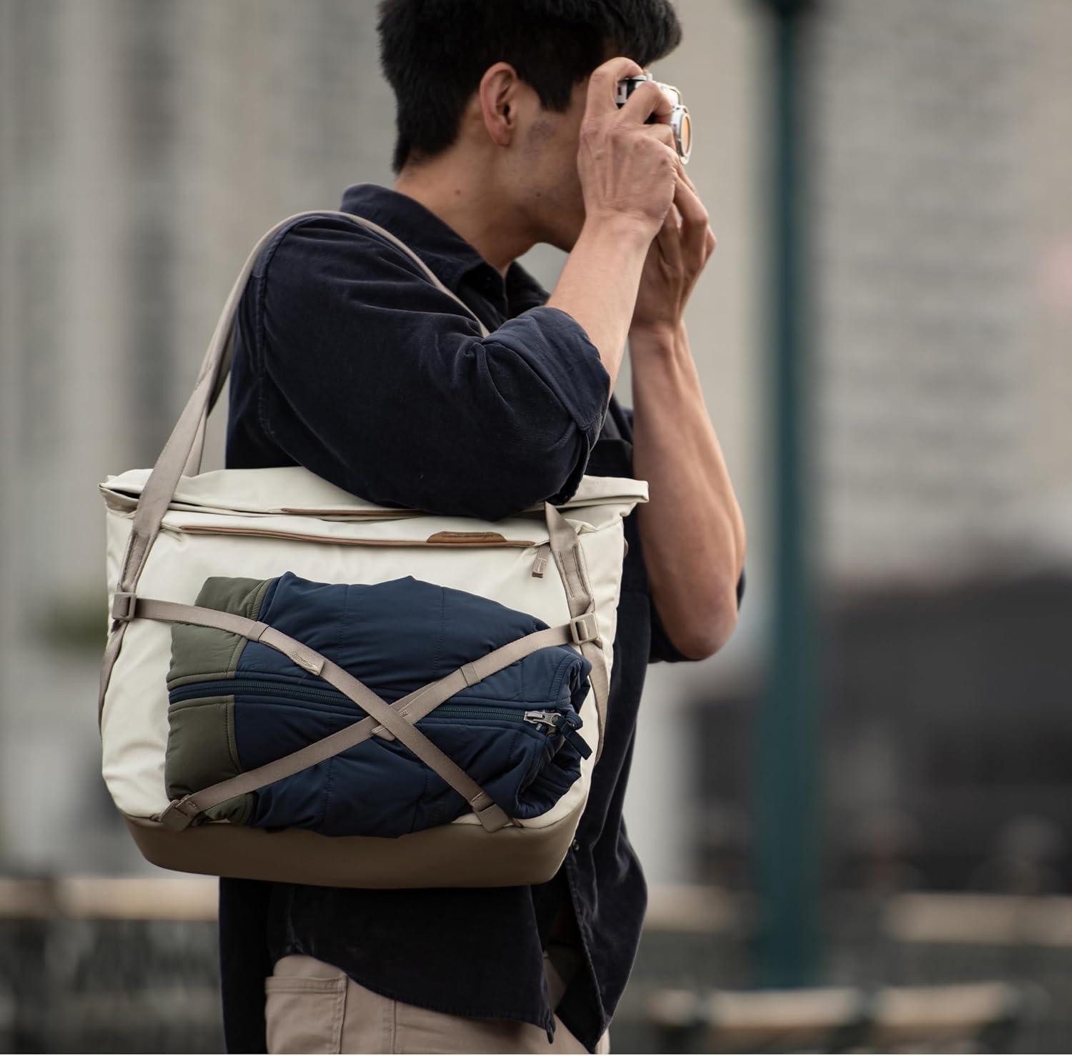 imagePeak Design Everyday Tote V2 15L Bone Weatherproof Shell Wide Top Access FlexFold Dividers Laptop Sleeve Internal and External Pockets Crossbody or Shoulder Carry Tote Bag for Women and Men