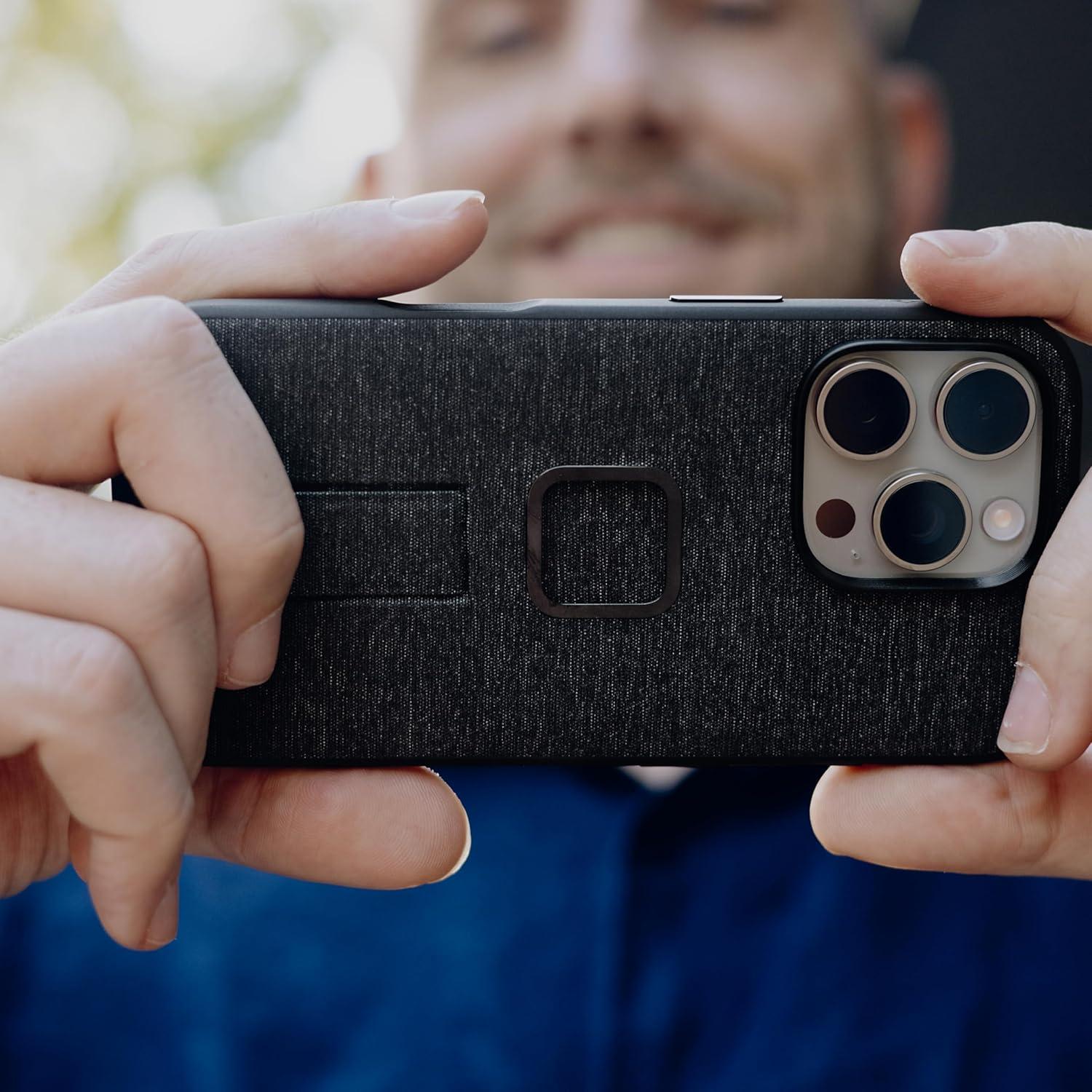 imagePeak Design Mobile Everyday Loop Case for iPhone 16 Pro Eclipse with Loop Slim Profile Drop Protection Weatherproof Fabric Shell SlimLink Connects to Mobile Mounts amp GearGray