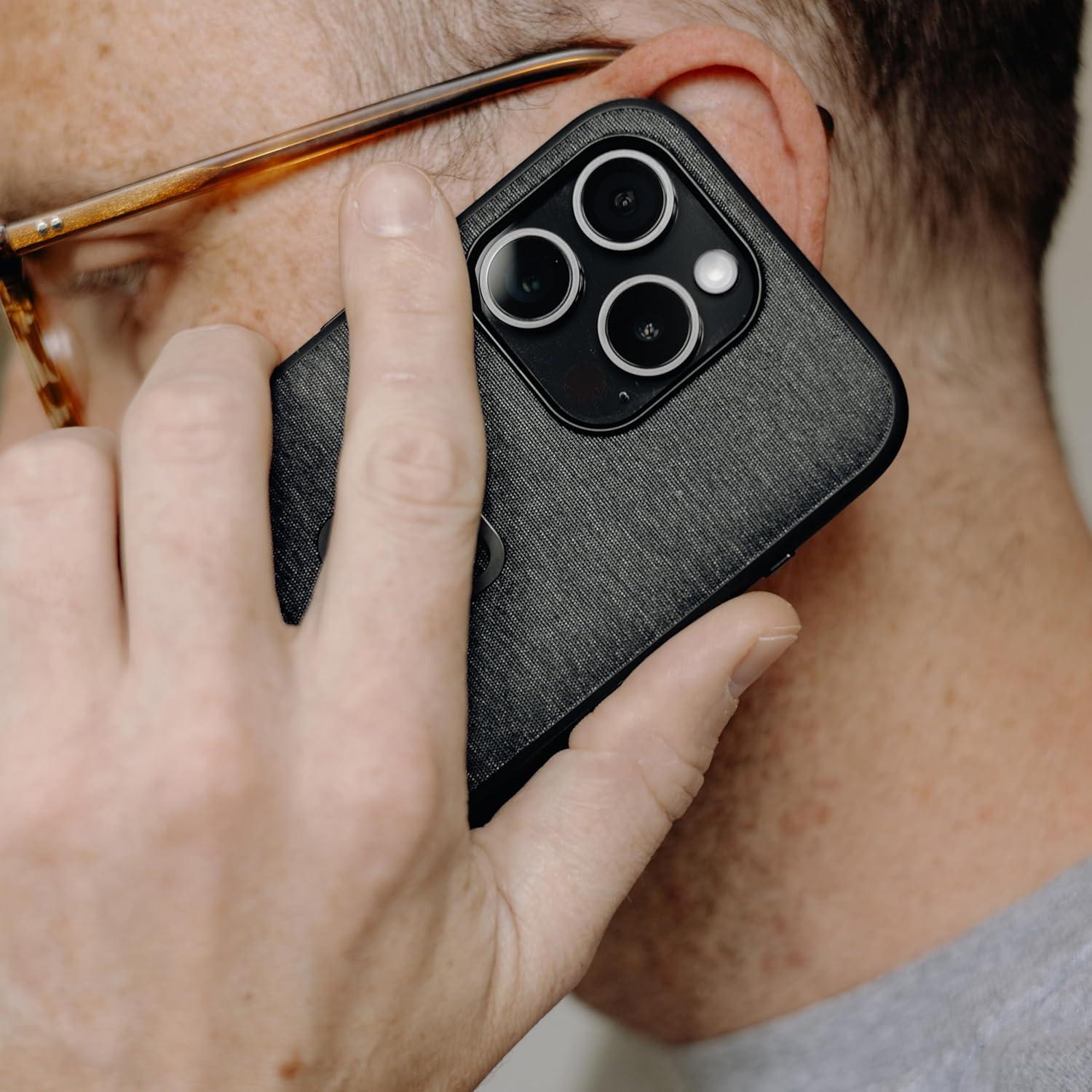 imagePeak Design Mobile Everyday Loop Phone Case for iPhone 15 Pro Charcoal with Loop Slim Profile Drop Protection Weatherproof Fabric Shell SlimLink Connects to Mobile Mounts amp Gear GrayGray