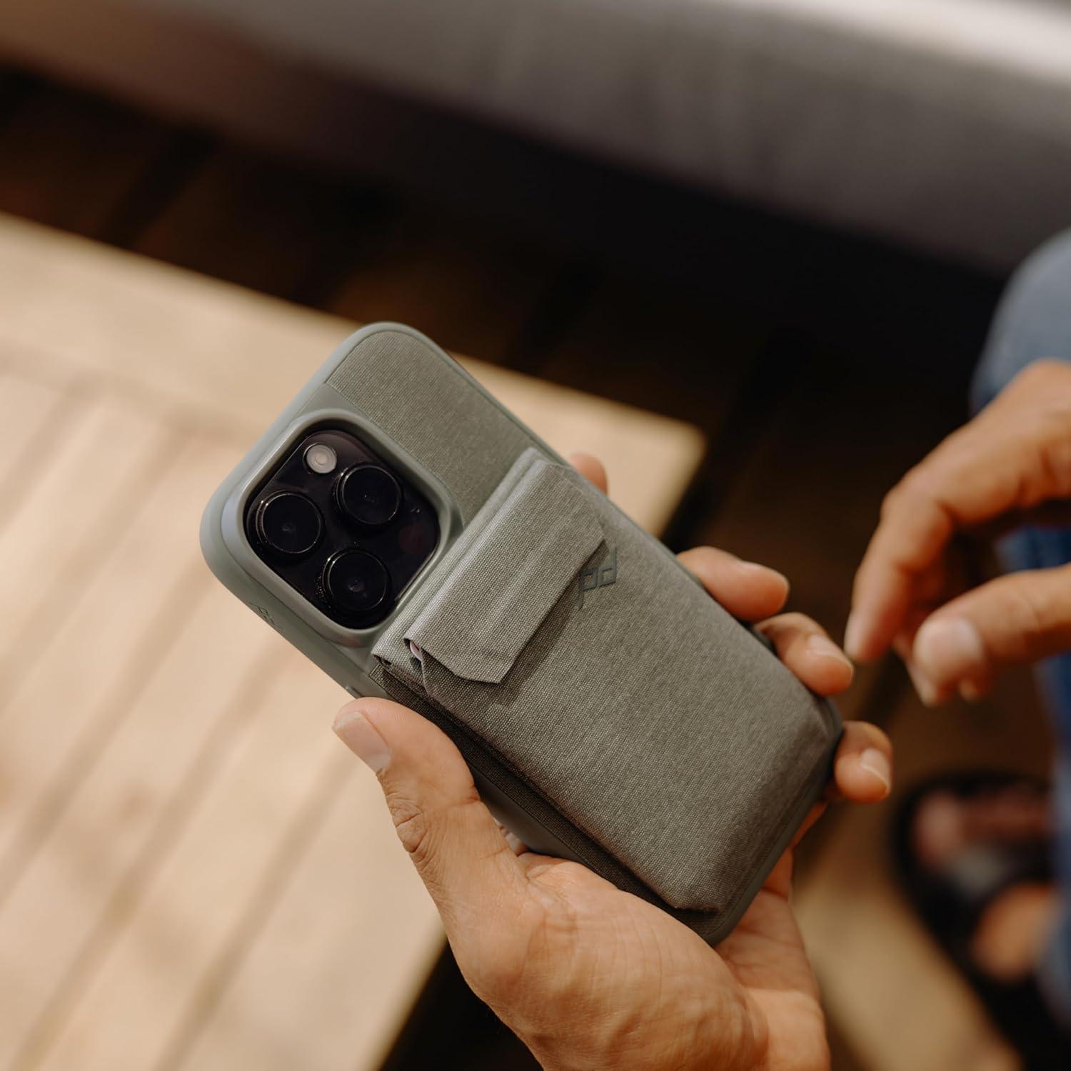 imagePeak Design Mobile Everyday Loop Phone Case for iPhone 15 Pro Max Charcoal with Loop Slim Profile Drop Protection Weatherproof Fabric Shell SlimLink Connects to Mobile Mounts amp Gear GraySage