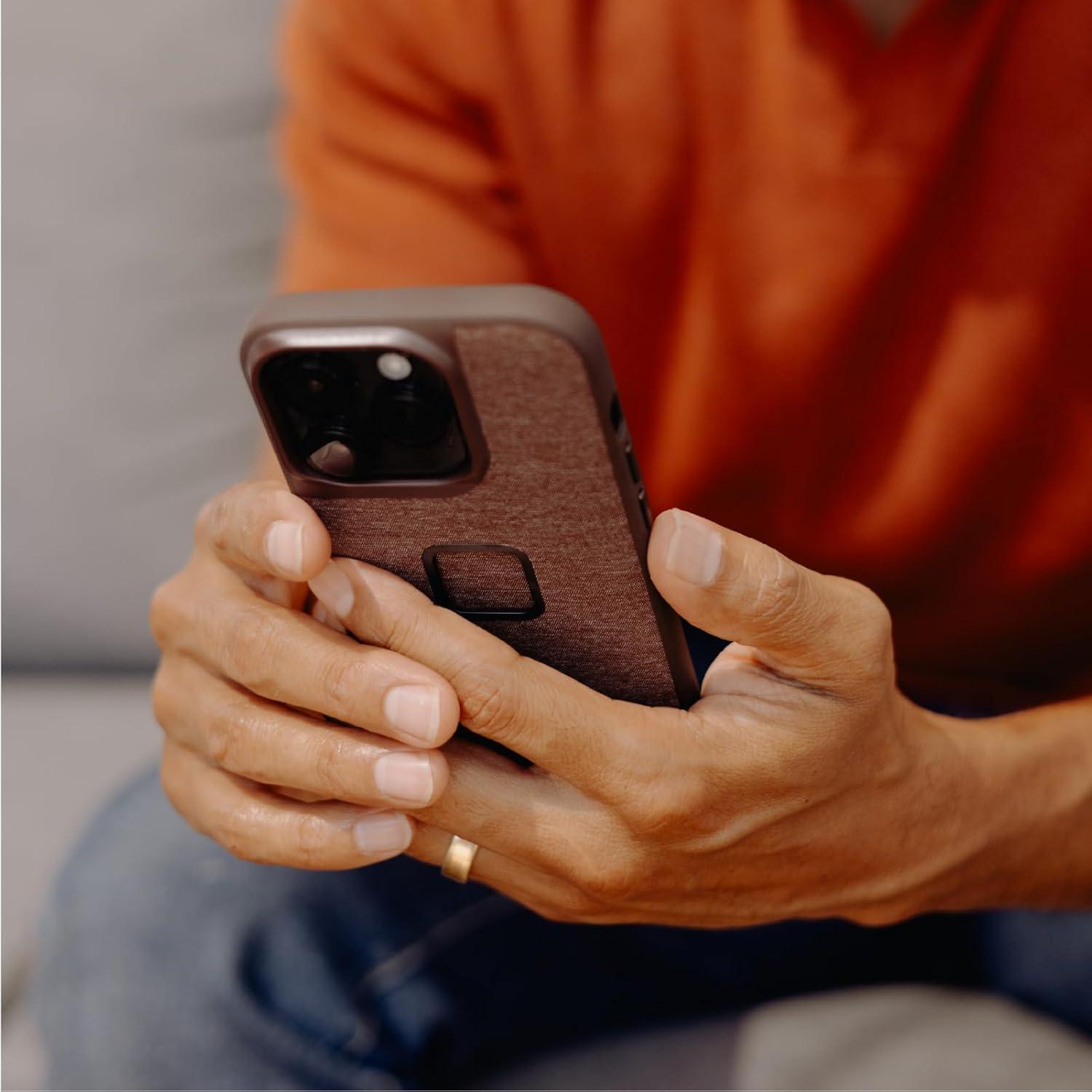 imagePeak Design Mobile Everyday Loop Phone Case for iPhone 15 Pro Max Charcoal with Loop Slim Profile Drop Protection Weatherproof Fabric Shell SlimLink Connects to Mobile Mounts amp Gear GraySun