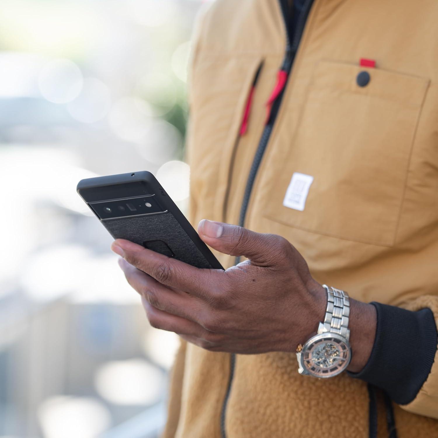 imagePeak Design Mobile Everyday Phone Case for Google Pixel 7 Pro Charcoal Slim Profile Drop Protection Weatherproof Fabric Shell SlimLink Connects to Mobile Mounts amp Gear