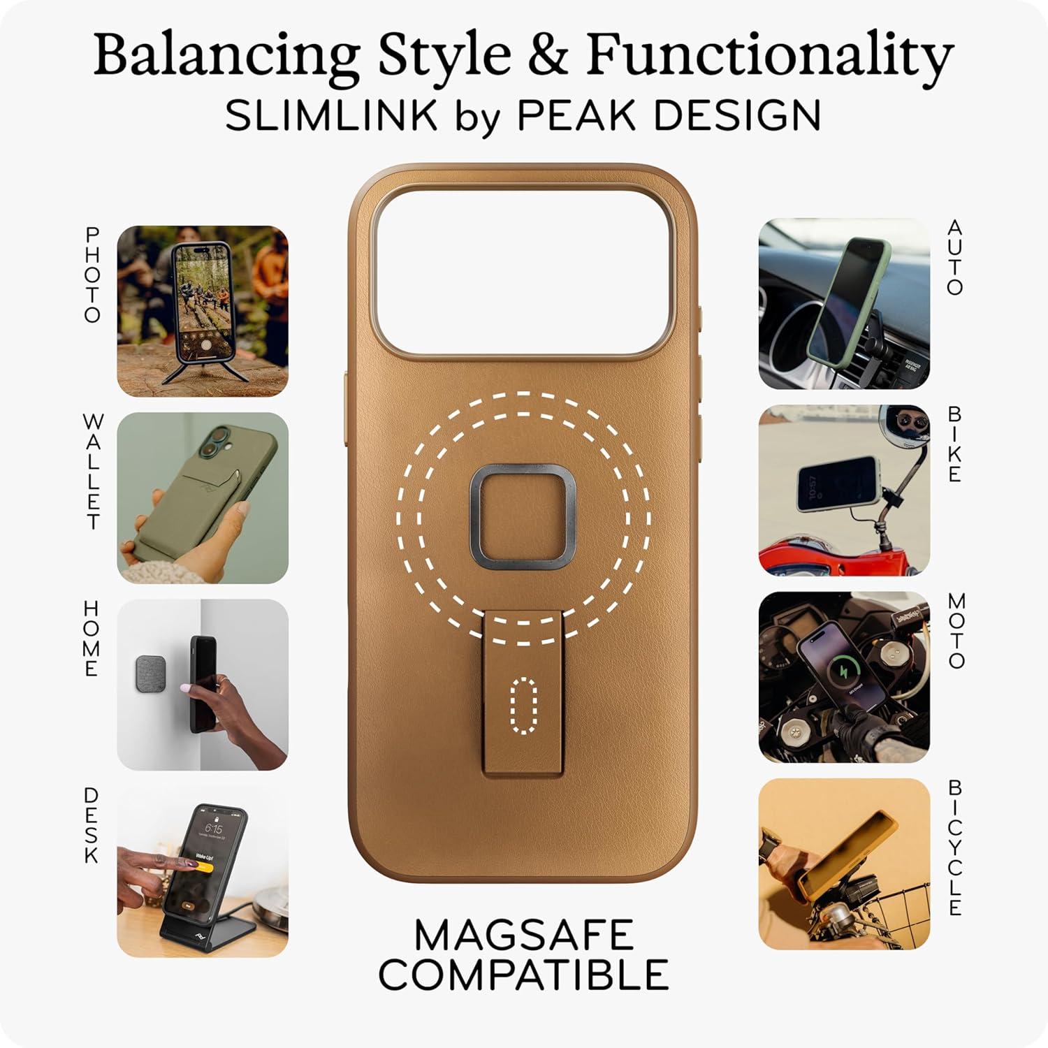 imagePeak Design Mobile Everyday Phone Case for iPhone 17 Charcoal Slim Profile Drop Protection Weatherproof Fabric Shell SlimLink Connects to Mobile Mounts amp GearTan