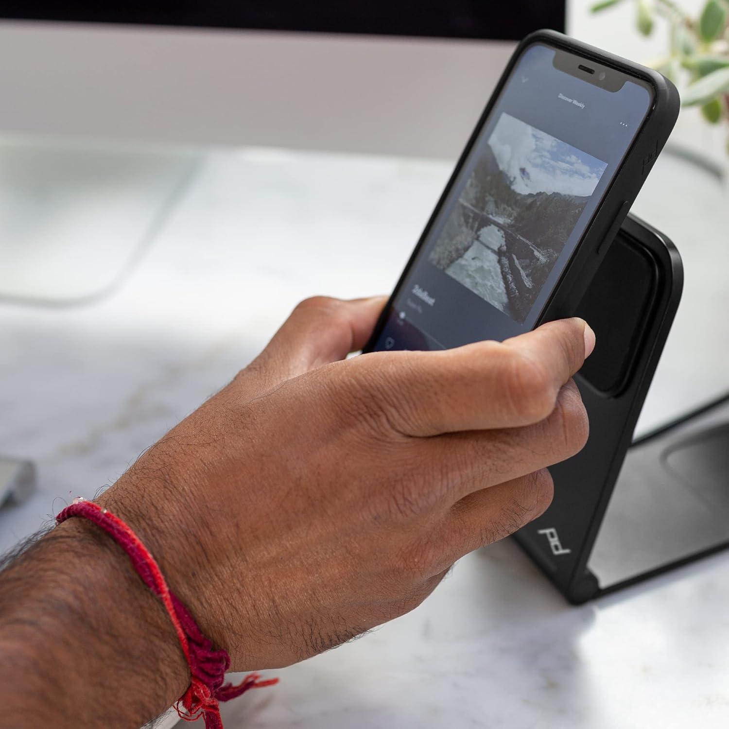 imagePeak Design Wireless Charging Stand Black Qi1 Charging Grippy Silicone Base Works with Peak Design Mobile Cases MagSafe Compatible for iPhone Samsung and Google Pixel Phones