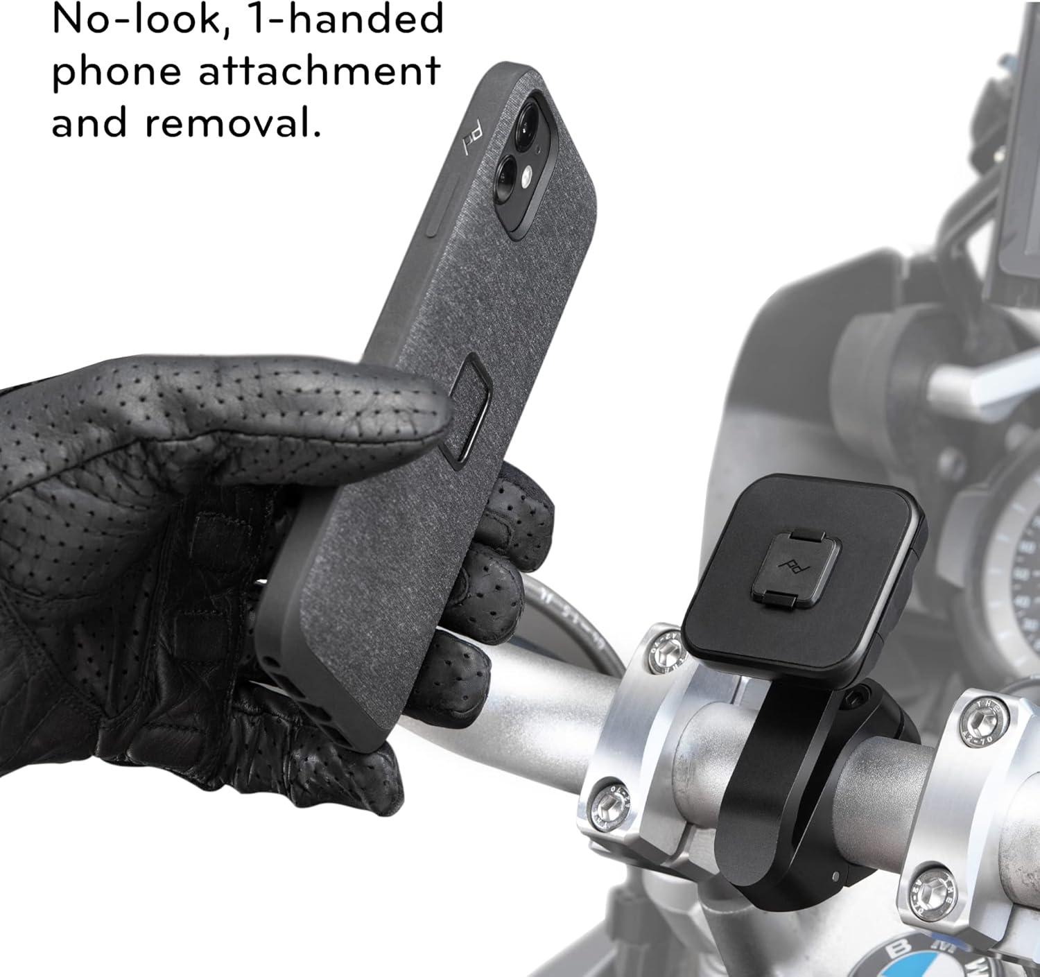 imagePeak Design Mobile Motorcycle Bar Phone Mount NonCharging SlimLink Mounting Technology Rigid Arm Fits a Variety of Handlebars 78125 Diameter Vibration Isolator Motorcycle Phone Mount