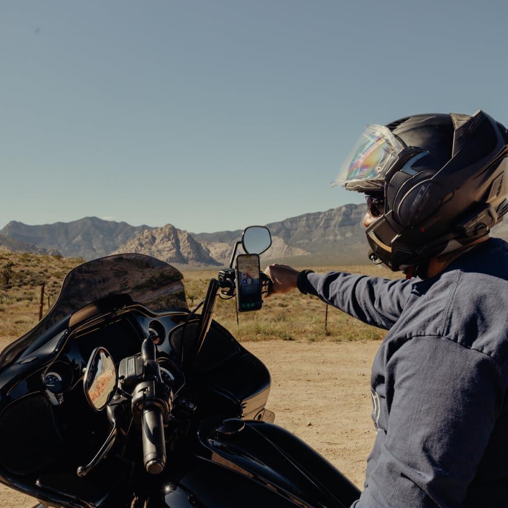 imagePeak Design Mobile Motorcycle BrakeClutch Phone Mount Qi2 Charging SlimLink Mounting Technology Rigid Arm Fits a Variety of Brake and Clutch Perches Vibration Isolator Motorcycle Phone Mount