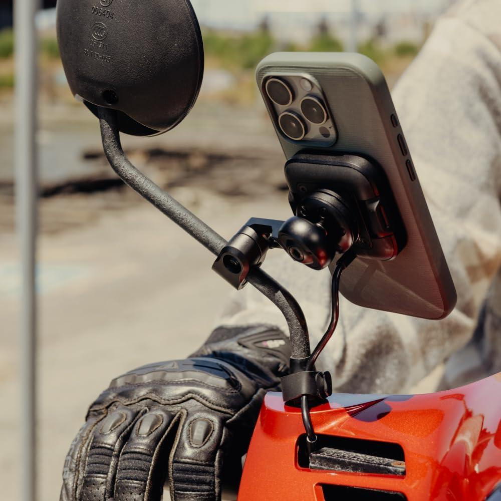 imagePeak Design Motorcycle Mirror and GPS bar Mount Locking and Charging Suitable for Bars 78 to 1 18 1016mm Diameter with SlimLink
