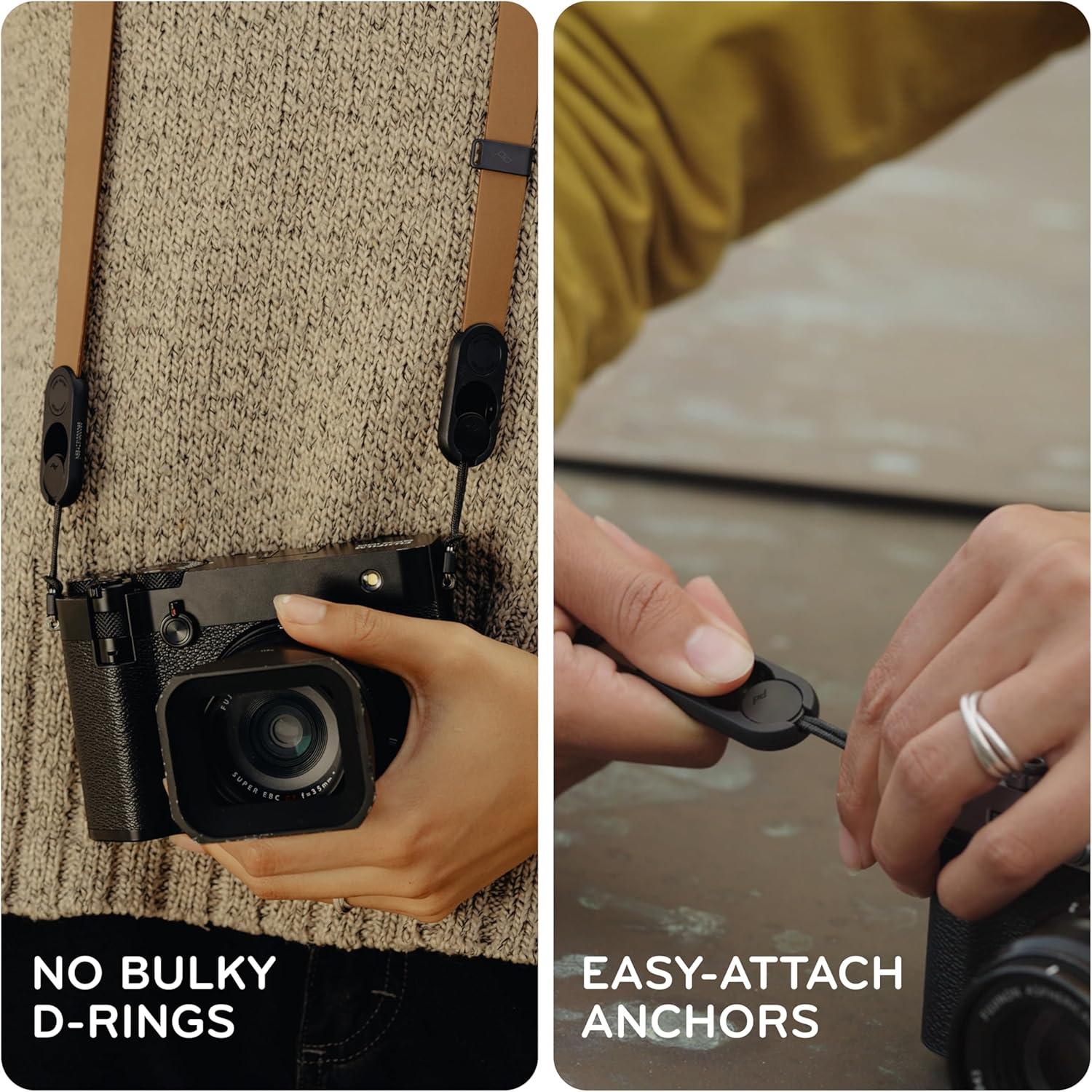 imagePeak Design Cuff Leather Camera Wrist Strap Quick Release 200 lb Capacity for DSLR Compact amp PointandShoot CamerasAmber