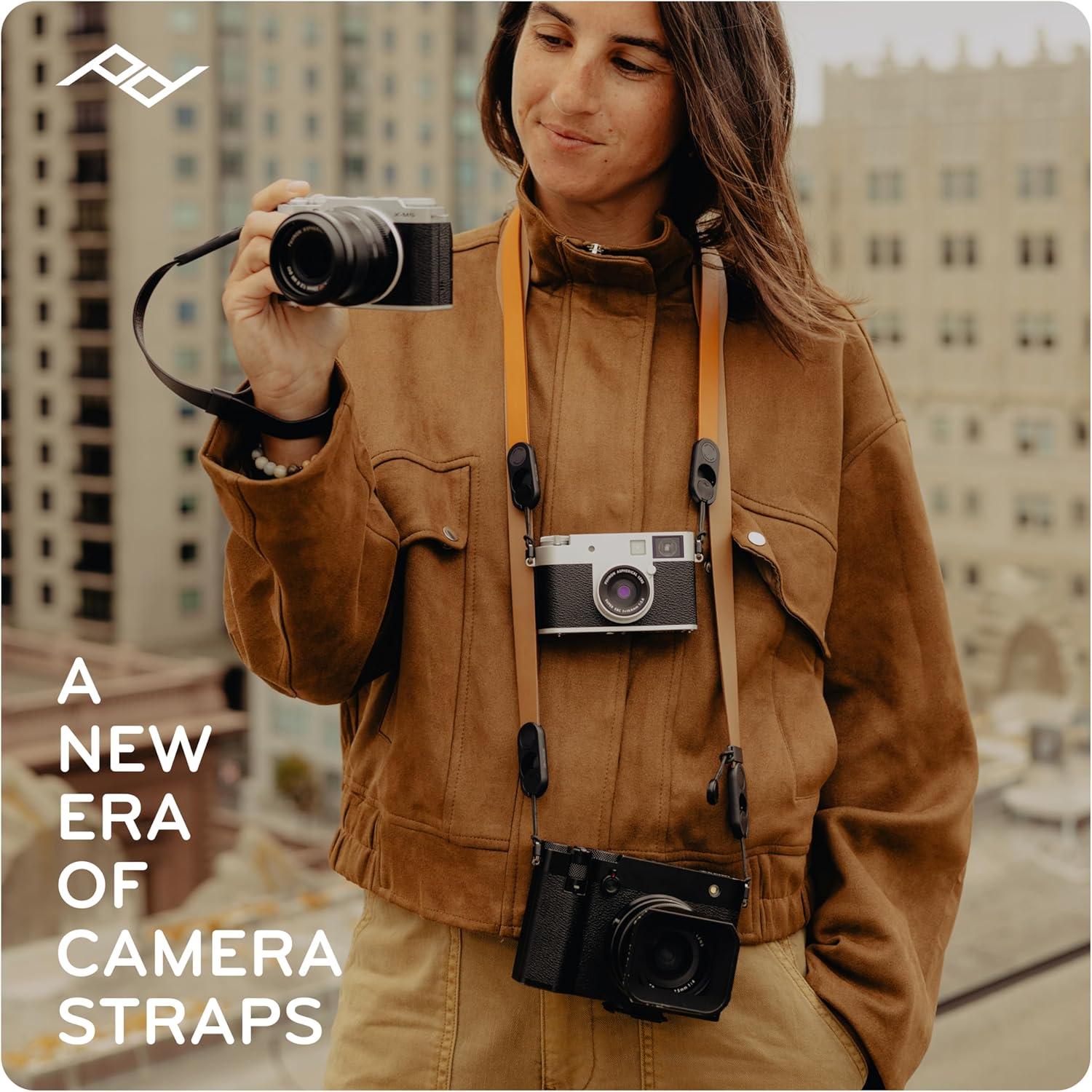 imagePeak Design Cuff Leather Camera Wrist Strap Quick Release 200 lb Capacity for DSLR Compact amp PointandShoot CamerasBlack