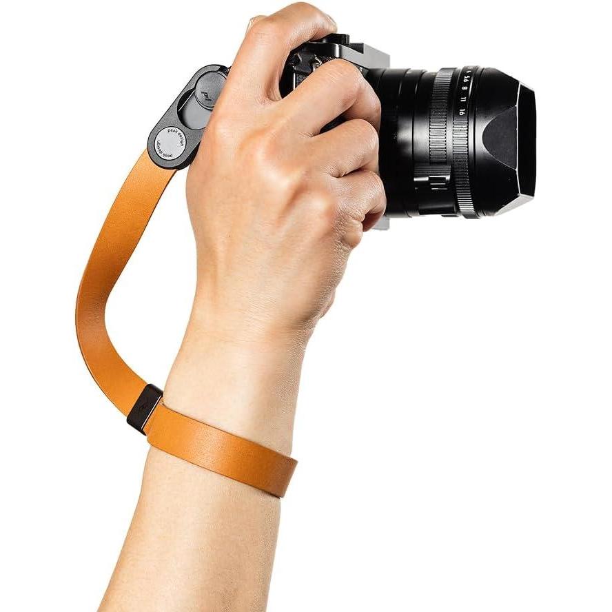 imagePeak Design Cuff Leather Camera Wrist Strap  Quick Release 200 lb Capacity for DSLR Compact amp PointandShoot CamerasAmber