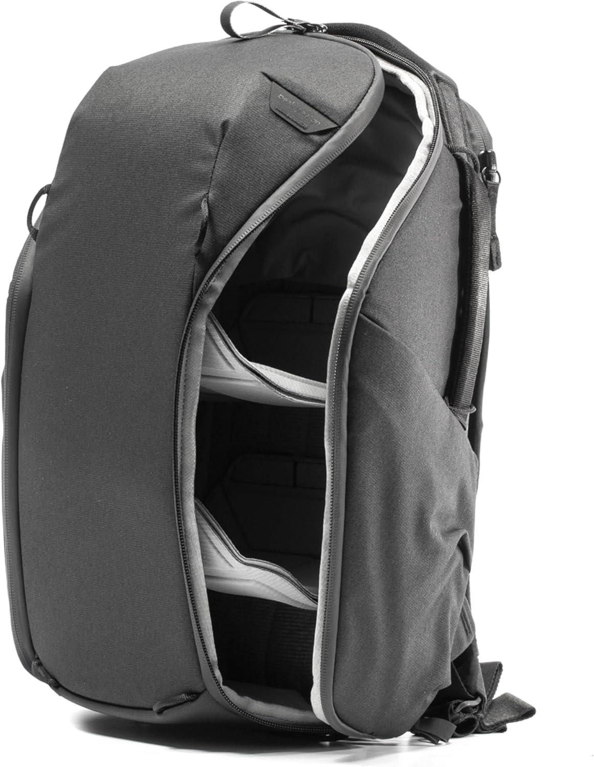 imagePeak Design Everyday Backpack Zip 20L Kelp 270Degree Zip Dual Side Pockets FlexFold Dividers Fits 15 Laptop For Camera Carry Daily Commutes or Travel Versatile Backpack for Men and WomenBlack