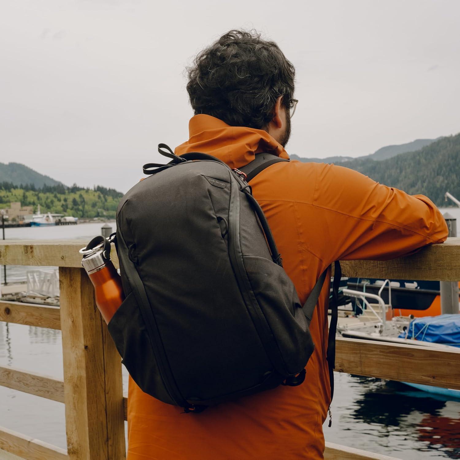 imagePeak Design Everyday Backpack Zip 20L Kelp 270Degree Zip Dual Side Pockets FlexFold Dividers Fits 15 Laptop For Camera Carry Daily Commutes or Travel Versatile Backpack for Men and WomenBlack