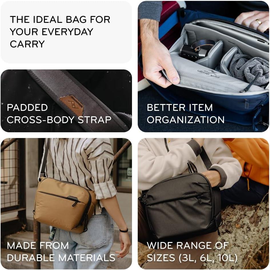 imagePeak Design Everyday Sling 6L Kelp Padded Adjustable Shoulder Strap for Crossbody or Waist Carry FlexFold Dividers Ideal for Carrying Cameras or Everyday Essentials Sling Bag for Men and Women