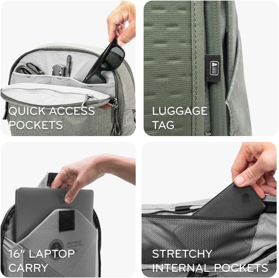 imagePeak Design Travel Backpack 30L Eclipse Expandable 2733L Design Rear and Top Access Weatherproof Shell Laptop Sleeve Ideal for Travel or Everyday Carry Versatile Backpack for Men and WomenSage