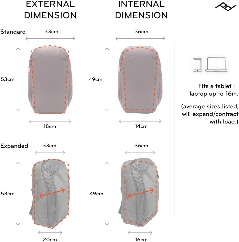 imagePeak Design Travel Backpack 30L Eclipse Expandable 2733L Design Rear and Top Access Weatherproof Shell Laptop Sleeve Ideal for Travel or Everyday Carry Versatile Backpack for Men and WomenEclipse