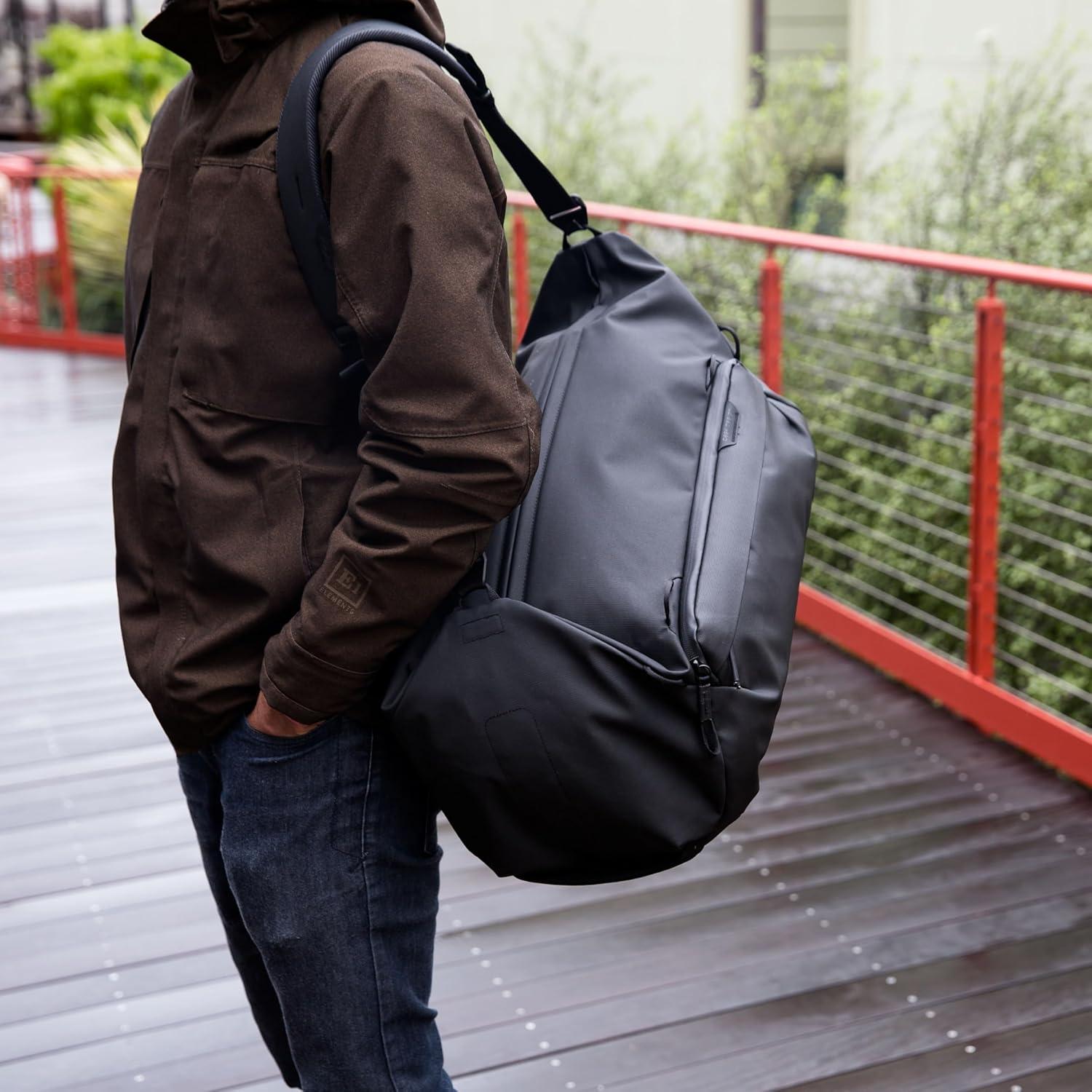 imagePeak Design Travel Duffel ExtraWide Single Zip Access Weatherproof Shell 4 External Pockets Fits Packing Cubes amp Camera Cubes Ideal for Weekend Trips Versatile Duffel Bag for TravelBlack