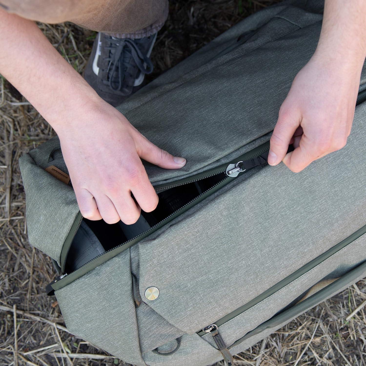 imagePeak Design Travel Duffelpack 4565L Ocean Weatherproof Duffel Backpack Expandable Design ExtraLong Zip Path Stowable Straps Fits Packing Cubes and Camera Cubes Versatile Duffel Bag for TravelSage