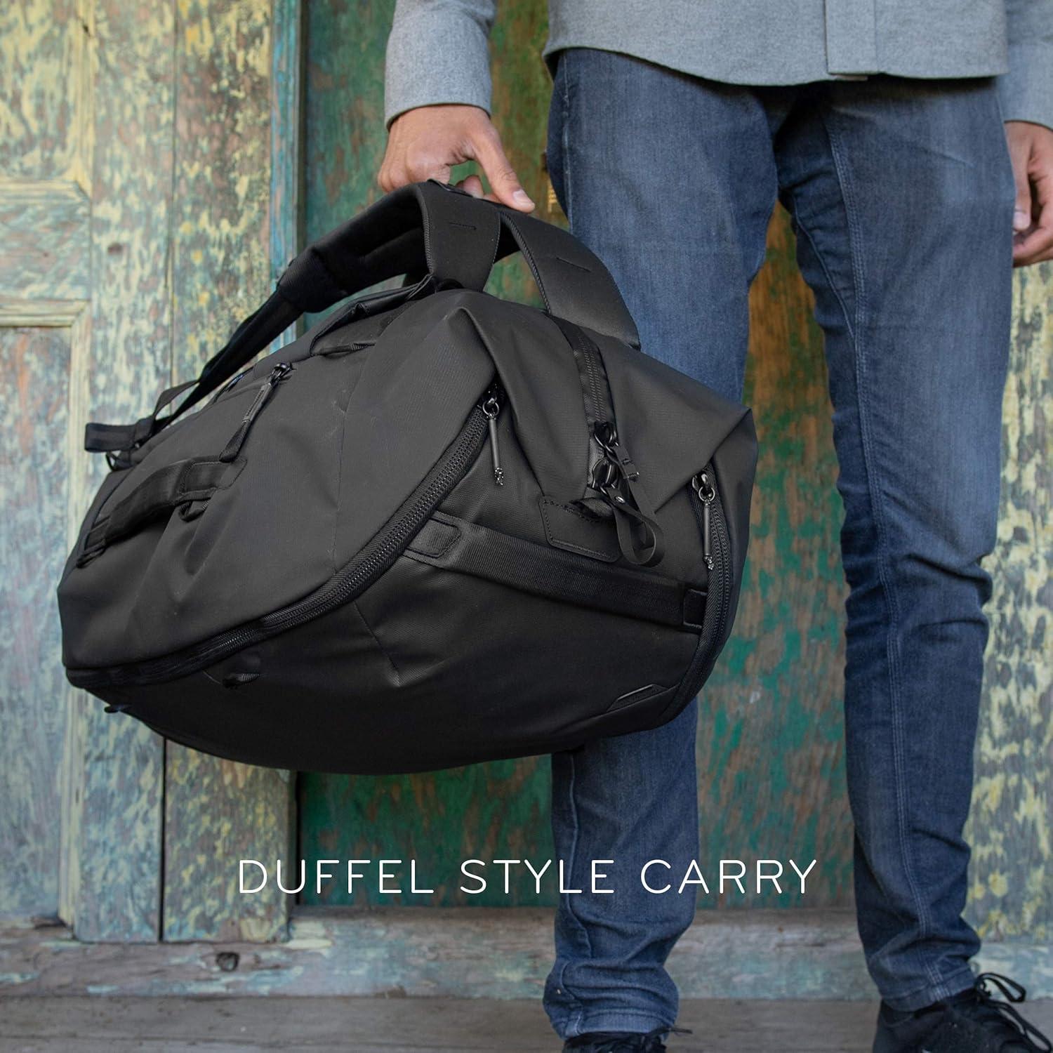 imagePeak Design Travel Duffelpack 4565L Ocean Weatherproof Duffel Backpack Expandable Design ExtraLong Zip Path Stowable Straps Fits Packing Cubes and Camera Cubes Versatile Duffel Bag for TravelSage