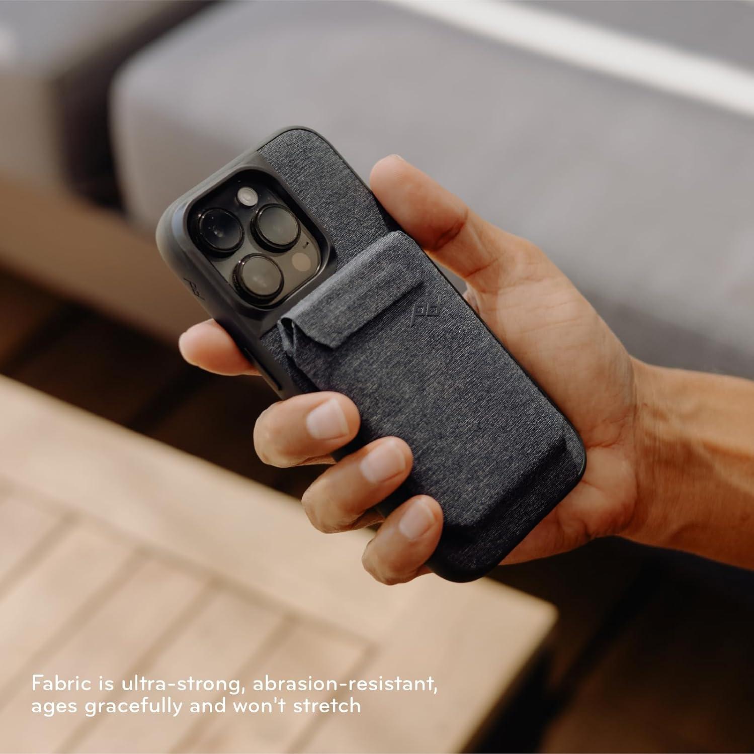 imagePeak Design Mobile Slim Wallet Slim Profile Weatherproof Nylon Fabric Connects to Mobile Cases MagSafe Compatible for iPhone Samsung and Google Pixel PhonesCharcoal