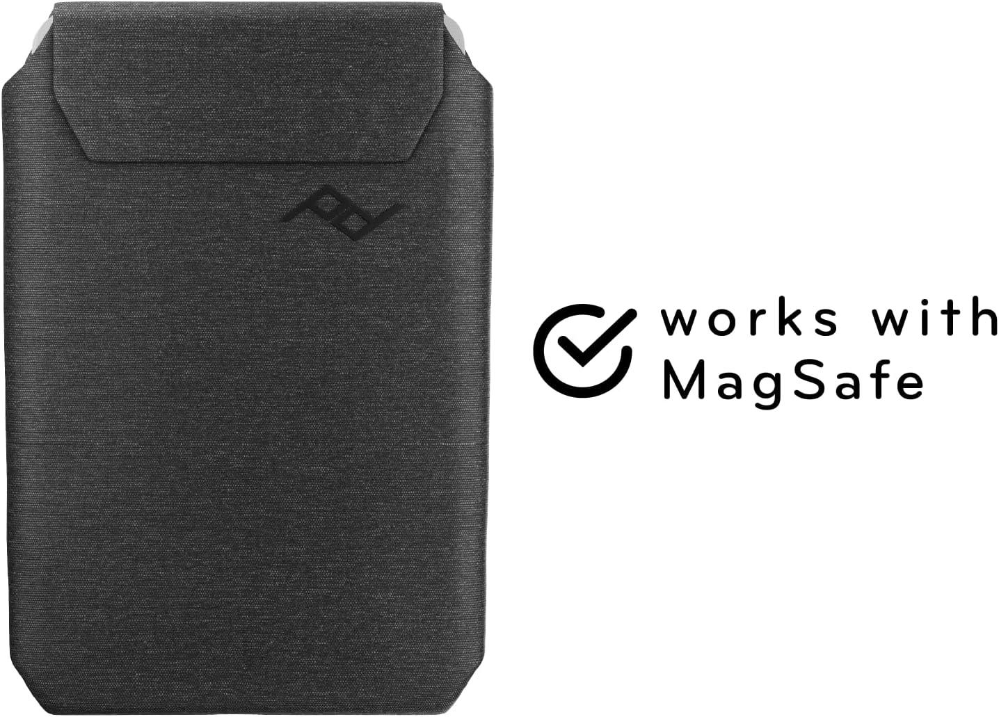 imagePeak Design Mobile Slim Wallet Slim Profile Weatherproof Nylon Fabric Connects to Mobile Cases MagSafe Compatible for iPhone Samsung and Google Pixel PhonesCharcoal