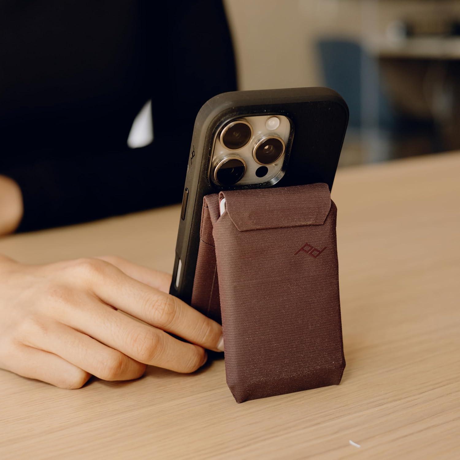 imagePeak Design Mobile Stand Wallet Sage Slim Profile Ondemand Stand Weatherproof Nylon Fabric Connects to Mobile Cases MagSafe Compatible for iPhone Samsung and Google PhonesEclipse