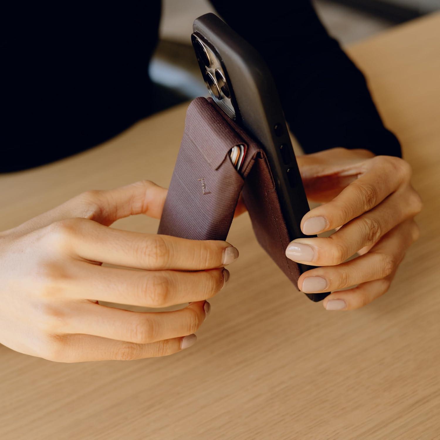 imagePeak Design Mobile Stand Wallet Sage Slim Profile Ondemand Stand Weatherproof Nylon Fabric Connects to Mobile Cases MagSafe Compatible for iPhone Samsung and Google PhonesEclipse