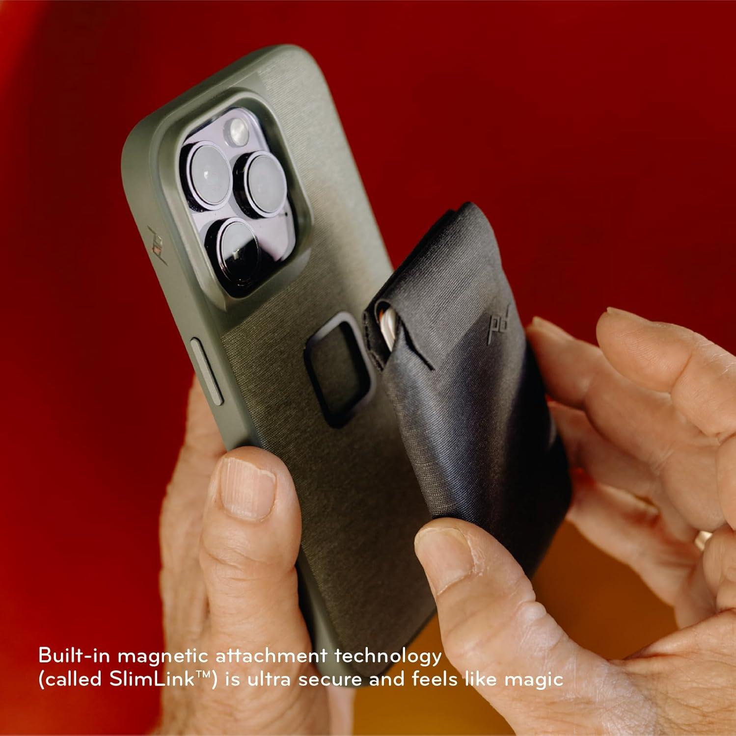 imagePeak Design Mobile Stand Wallet Sage Slim Profile Ondemand Stand Weatherproof Nylon Fabric Connects to Mobile Cases MagSafe Compatible for iPhone Samsung and Google PhonesSun