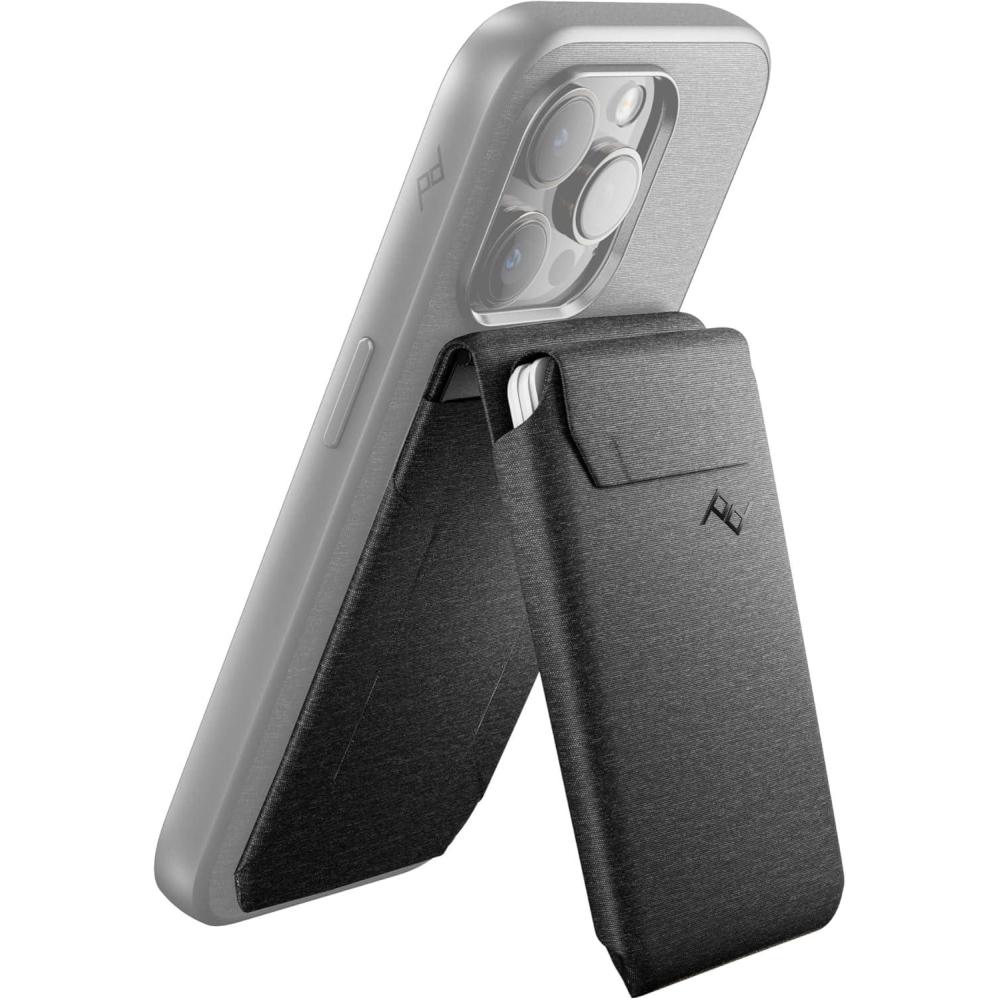 imagePeak Design Mobile Stand Wallet Sage Slim Profile Ondemand Stand Weatherproof Nylon Fabric Connects to Mobile Cases MagSafe Compatible for iPhone Samsung and Google PhonesCharcoal