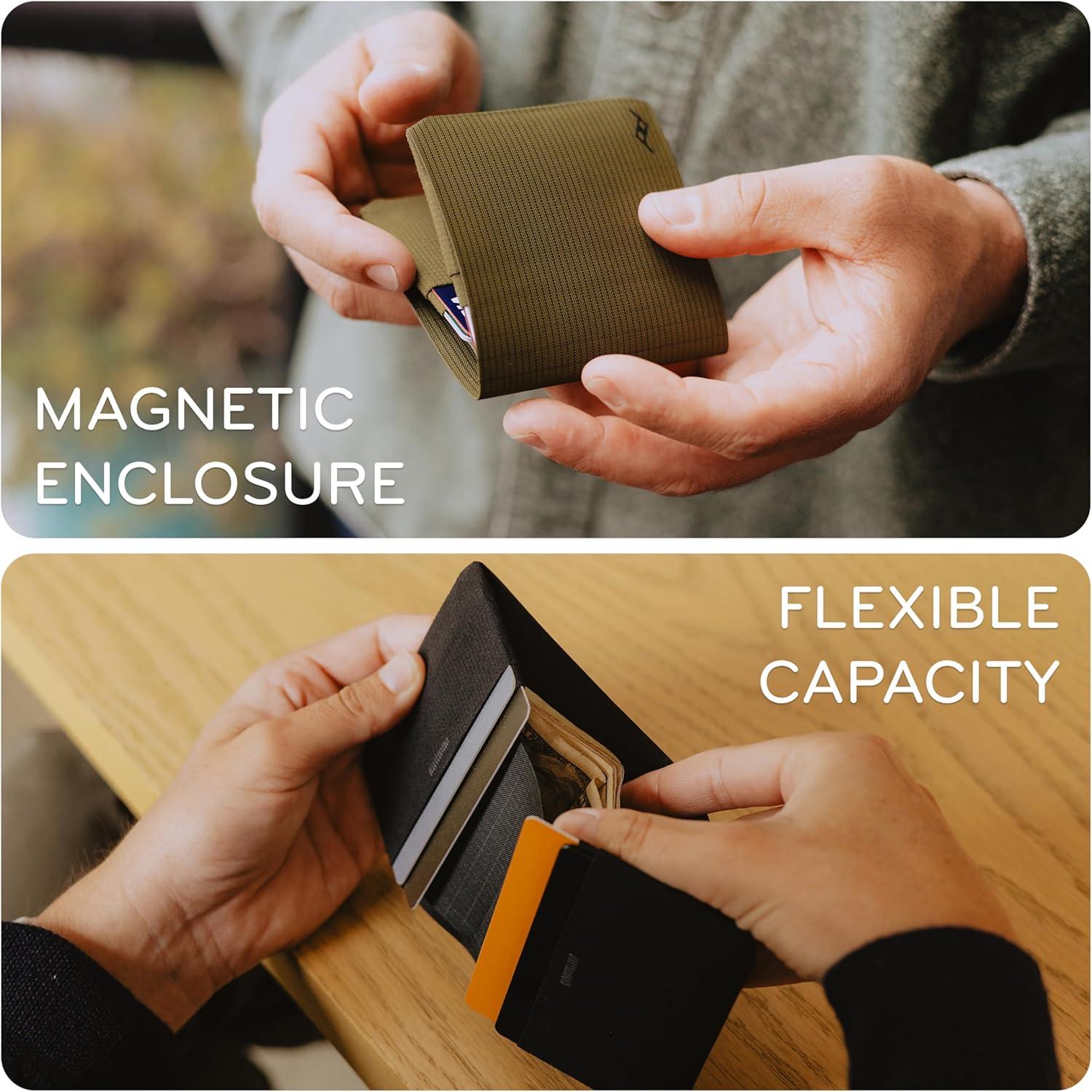 imagePeak Design Everyday Billfold Wallet Black UltraSlim Profile Weatherproof TerraShell Fabric RFID Blocking Minimalist Design and Magnetic Closure Holds Up to 12 Cards and Cash