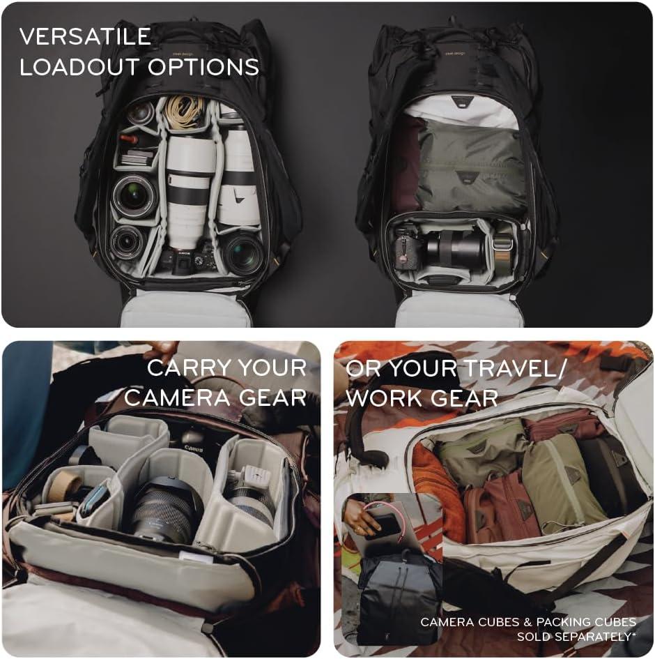 imagePeak Design Outdoor Backpack 45L Kelp Lightweight InternallyFramed Backpack Ultra Cinch RollTop Design Ideal for Hikes Camera Carry and Travel Versatile Backpack for Men and WomenCloud