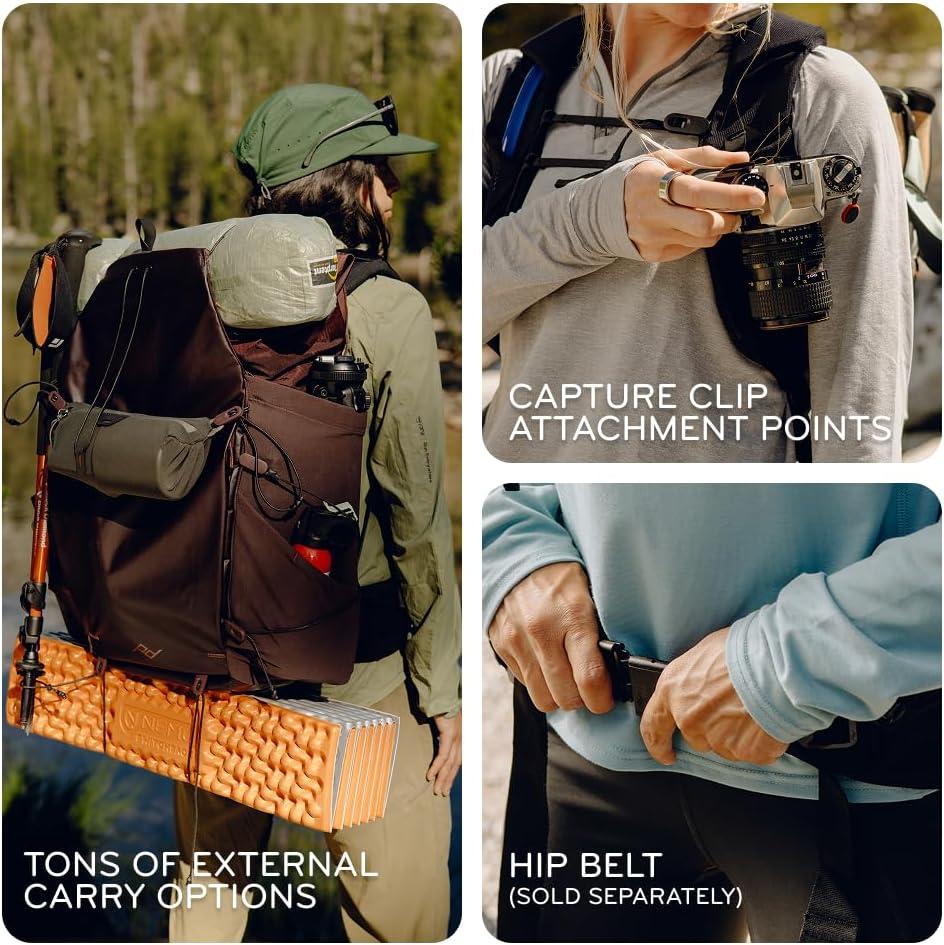 imagePeak Design Outdoor Backpack 45L Kelp Lightweight InternallyFramed Backpack Ultra Cinch RollTop Design Ideal for Hikes Camera Carry and Travel Versatile Backpack for Men and WomenKelp